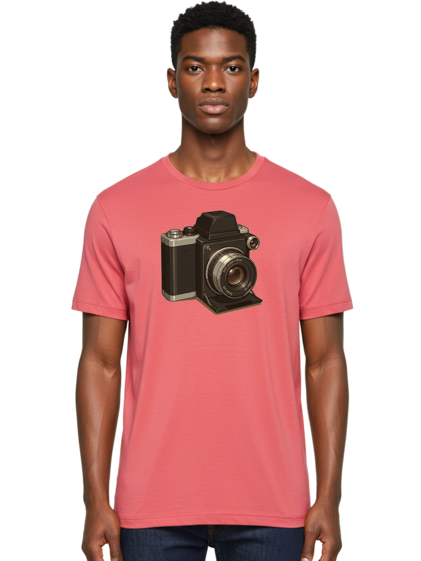 Tlr-Camera Men'S Graphic Tee, 100% Cotton, Comfortable Casual Summer Wear, Machine Washable, Vintage Camera, Twin Lens Reflex Camera, Black And Silver, Photography Equipment, Lens, Nikon, Camera Body, Classic Design, Retro Style, Film Camera Bae801 30