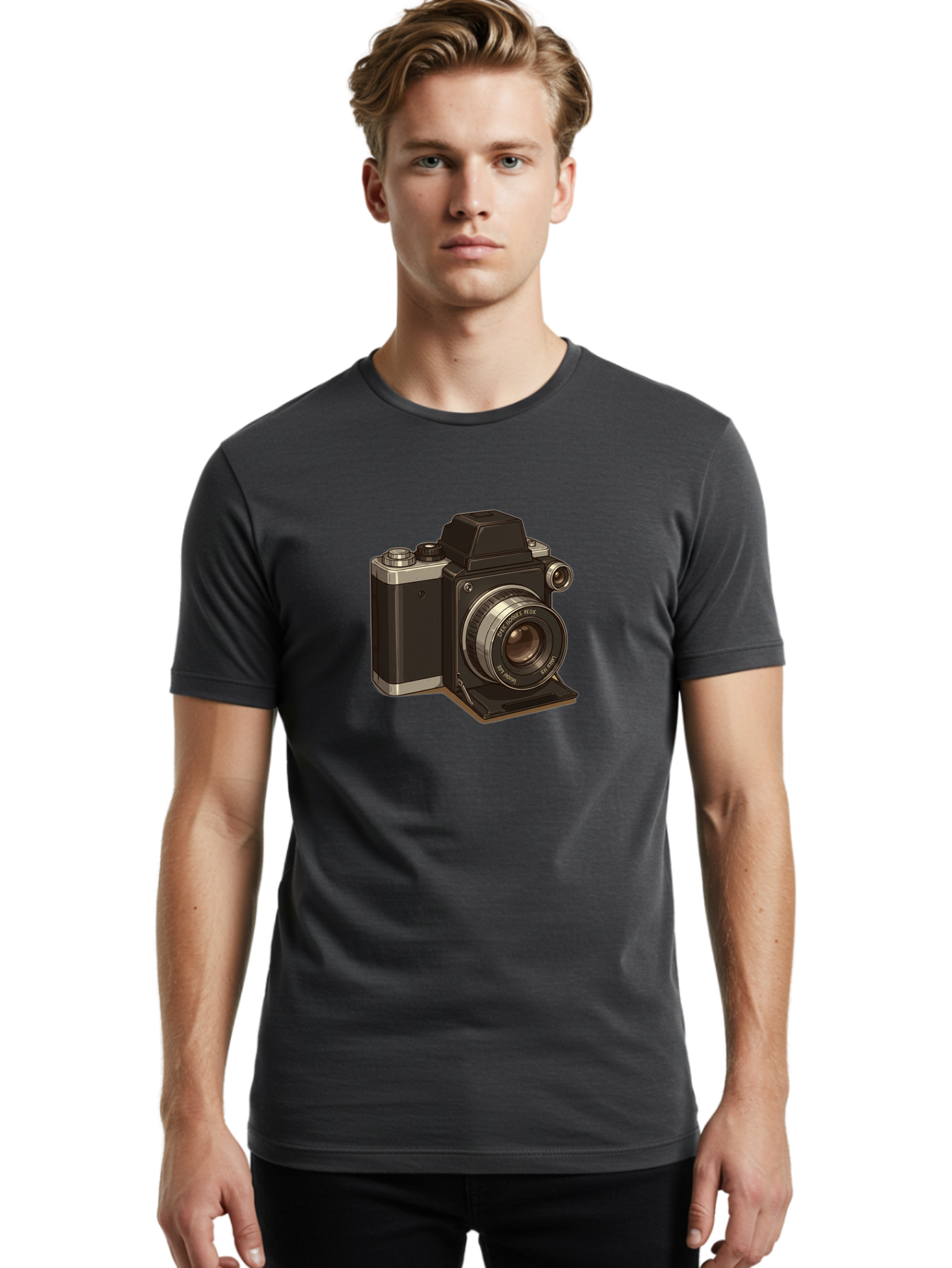 Tlr-Camera Men'S Graphic Tee, 100% Cotton, Comfortable Casual Summer Wear, Machine Washable, Vintage Camera, Twin Lens Reflex Camera, Black And Silver, Photography Equipment, Lens, Nikon, Camera Body, Classic Design, Retro Style, Film Camera Bae801 18