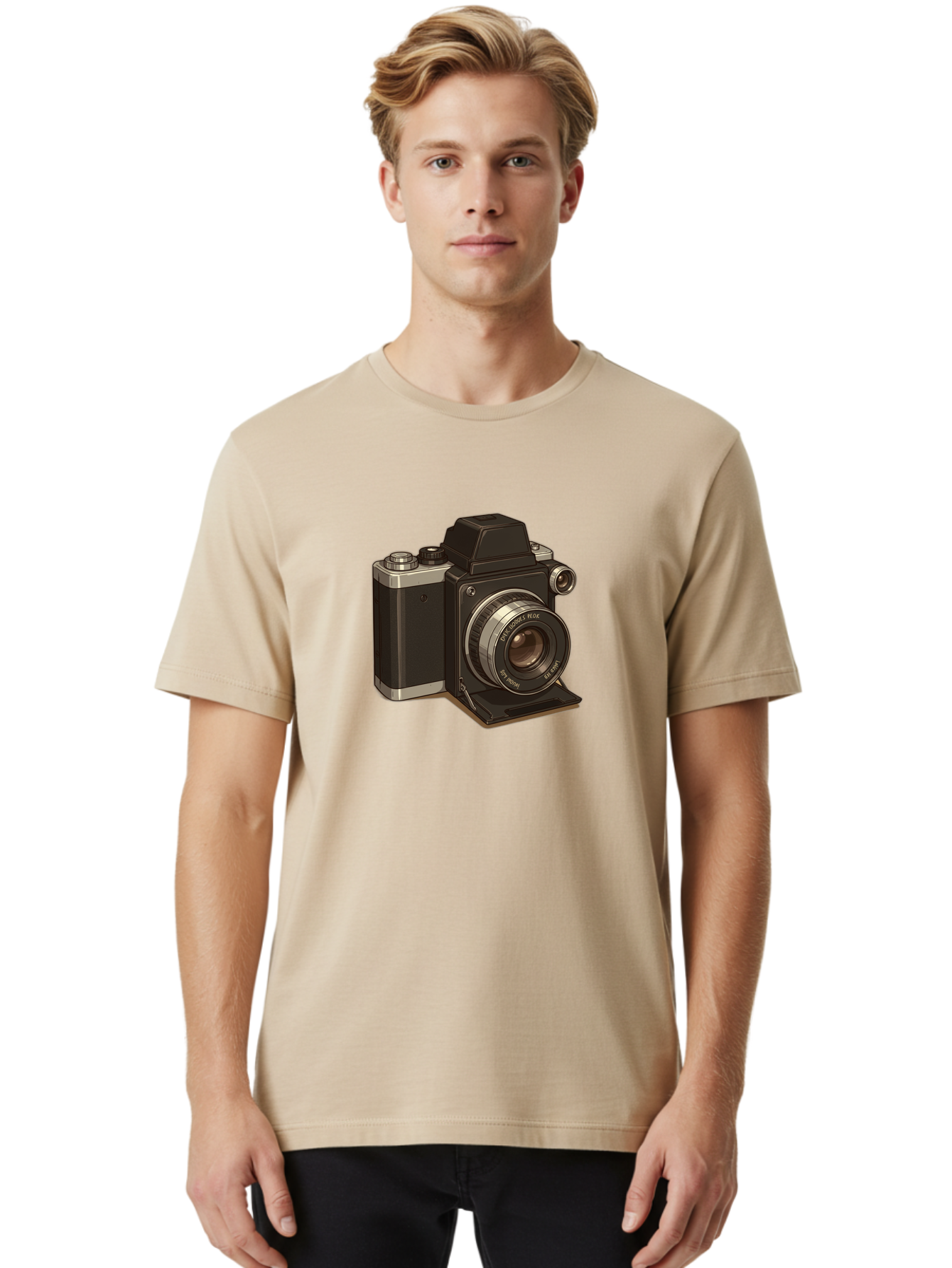 Tlr-Camera Men'S Graphic Tee, 100% Cotton, Comfortable Casual Summer Wear, Machine Washable, Vintage Camera, Twin Lens Reflex Camera, Black And Silver, Photography Equipment, Lens, Nikon, Camera Body, Classic Design, Retro Style, Film Camera Bae801 28