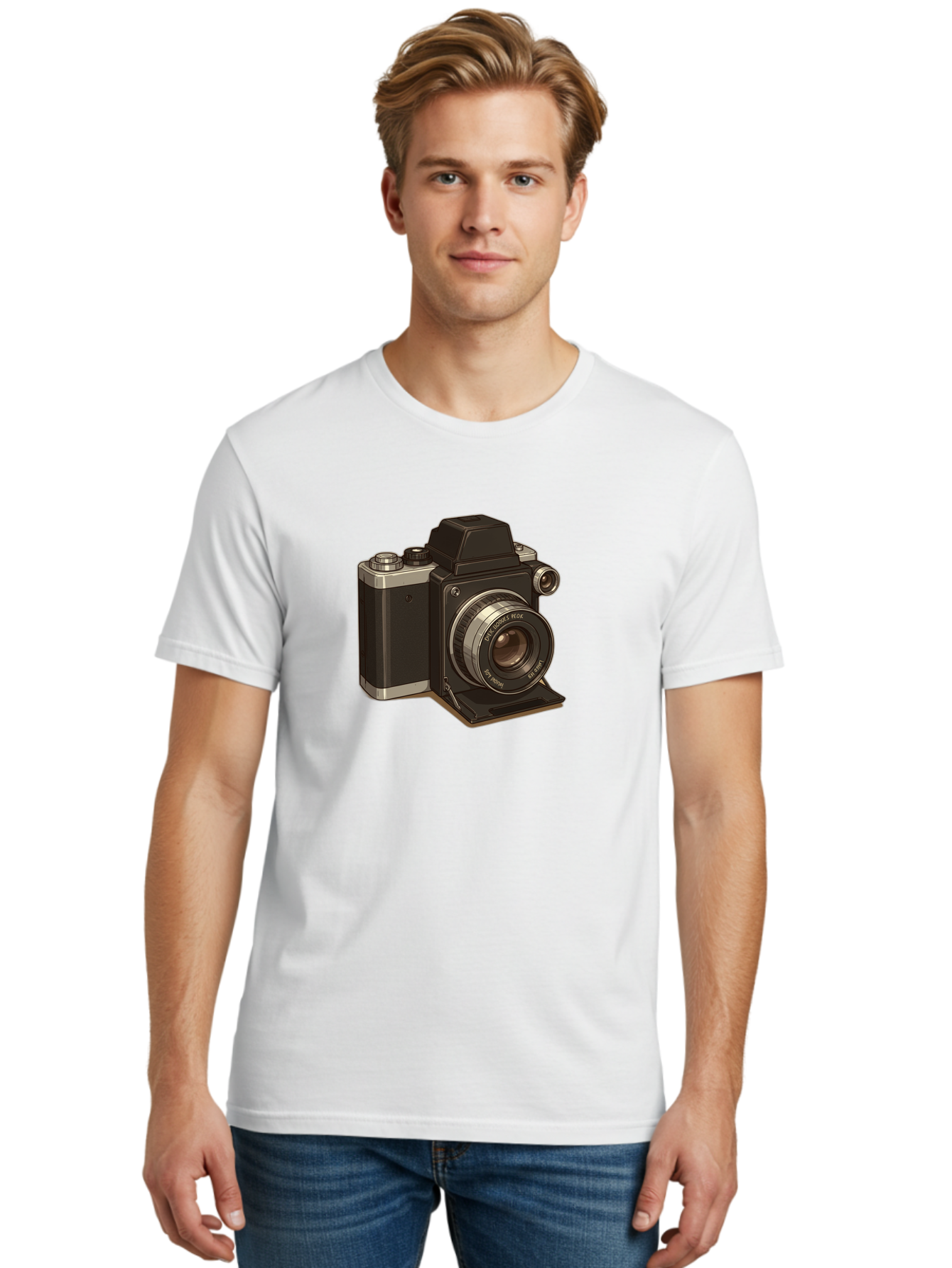 Tlr-Camera Men'S Graphic Tee, 100% Cotton, Comfortable Casual Summer Wear, Machine Washable, Vintage Camera, Twin Lens Reflex Camera, Black And Silver, Photography Equipment, Lens, Nikon, Camera Body, Classic Design, Retro Style, Film Camera Bae801 24