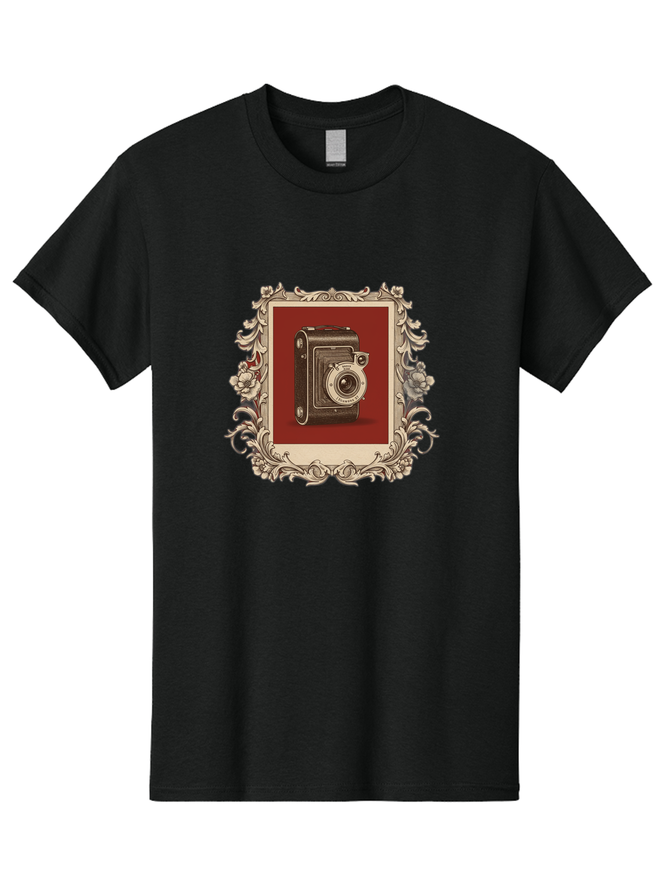 Vintage-Camera-1 Men'S Graphic Tee, 100% Cotton, Comfortable Casual Summer Wear, Machine Washable, Vintage Camera, Ornate Frame, Floral Design, Old-Fashioned Photography, Antique Style, Camera Equipment, Retro Aesthetic, Classic Lens Bae804 9