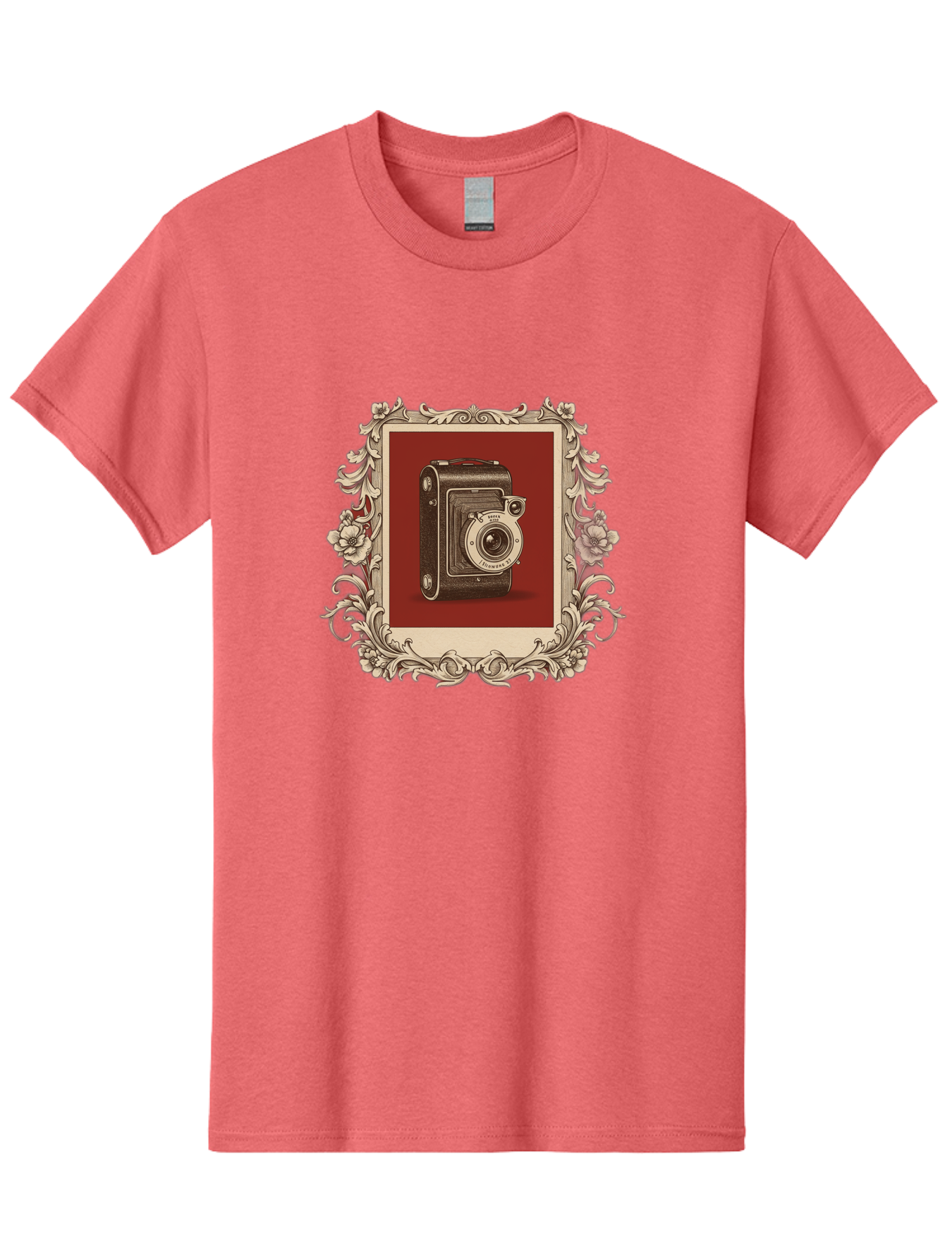Vintage-Camera-1 Men'S Graphic Tee, 100% Cotton, Comfortable Casual Summer Wear, Machine Washable, Vintage Camera, Ornate Frame, Floral Design, Old-Fashioned Photography, Antique Style, Camera Equipment, Retro Aesthetic, Classic Lens Bae804 3