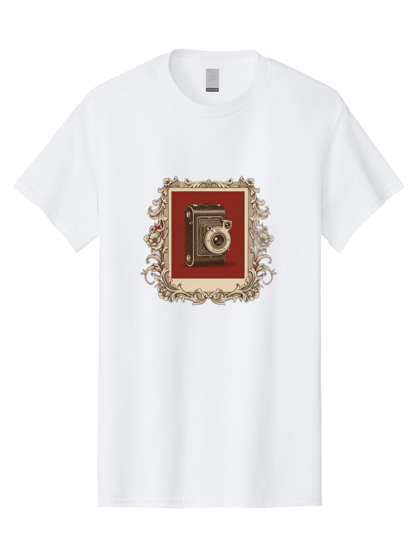 Vintage-Camera-1 Men'S Graphic Tee, 100% Cotton, Comfortable Casual Summer Wear, Machine Washable, Vintage Camera, Ornate Frame, Floral Design, Old-Fashioned Photography, Antique Style, Camera Equipment, Retro Aesthetic, Classic Lens Bae804 1