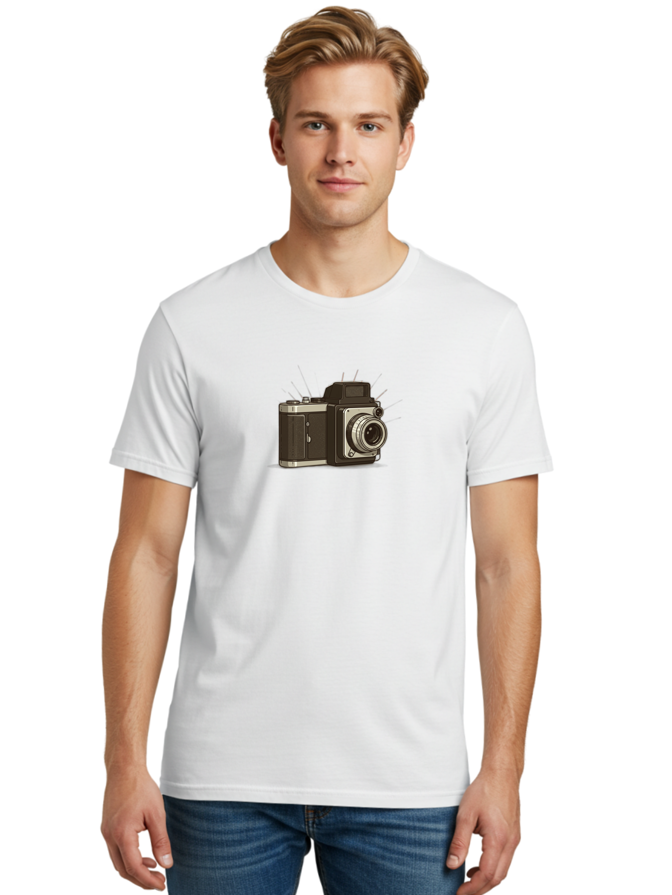 Vintage-Camera-2 Men'S Graphic Tee, 100% Cotton, Comfortable Casual Summer Wear, Machine Washable, Vintage Camera, Retro Photography, Film Camera, Classic Design, Photography Equipment, Nostalgic Feel, Camera Lens Bae806 18