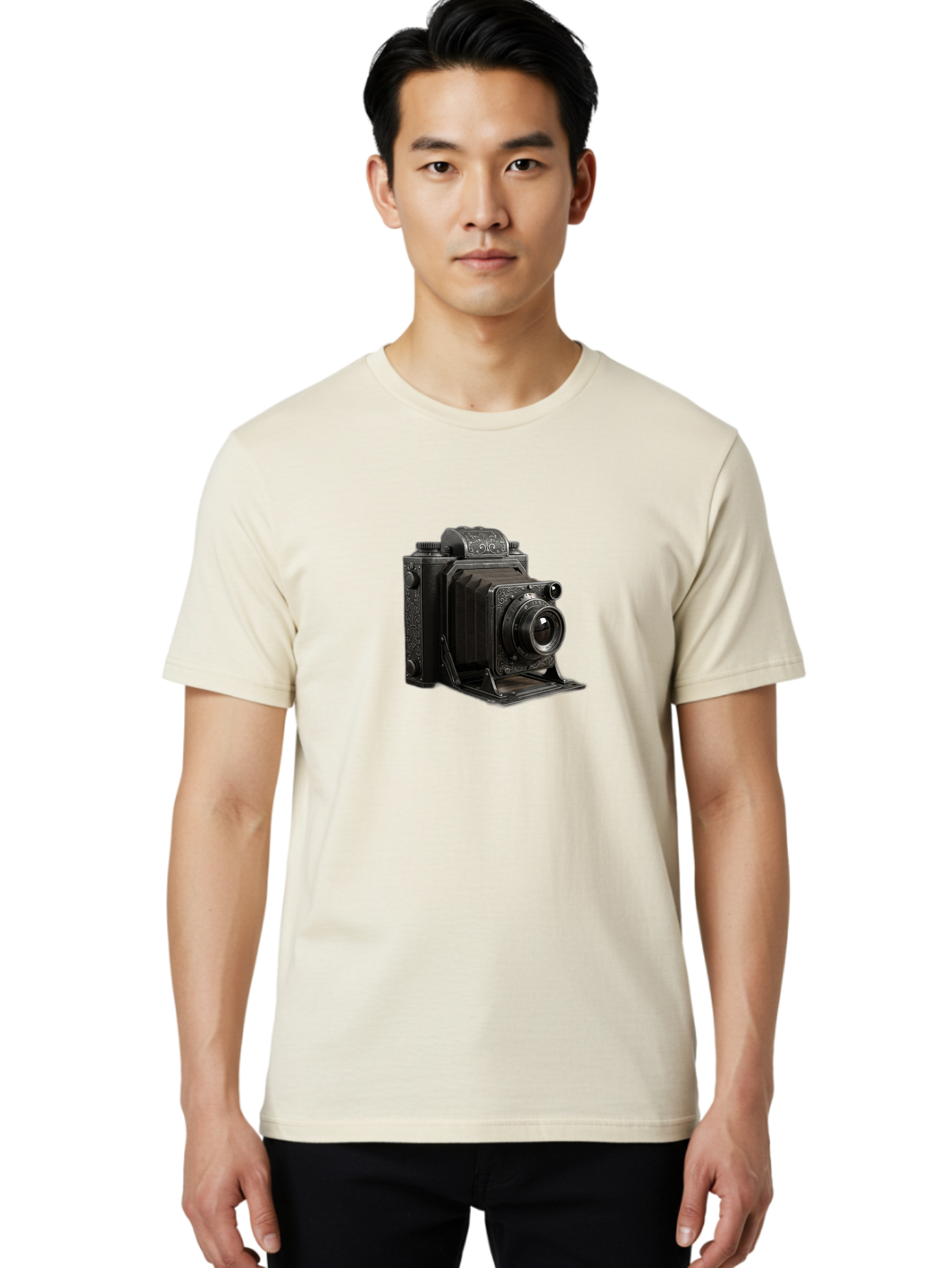 Vintage-Camera-6 Men'S Graphic Tee, 100% Cotton, Comfortable Casual Summer Wear, Machine Washable, Vintage Camera, Antique Photography, Classic Camera Design, Old-Fashioned Photography Equipment, Retro Camera, Historical Camera, Black Camera Bae810 16