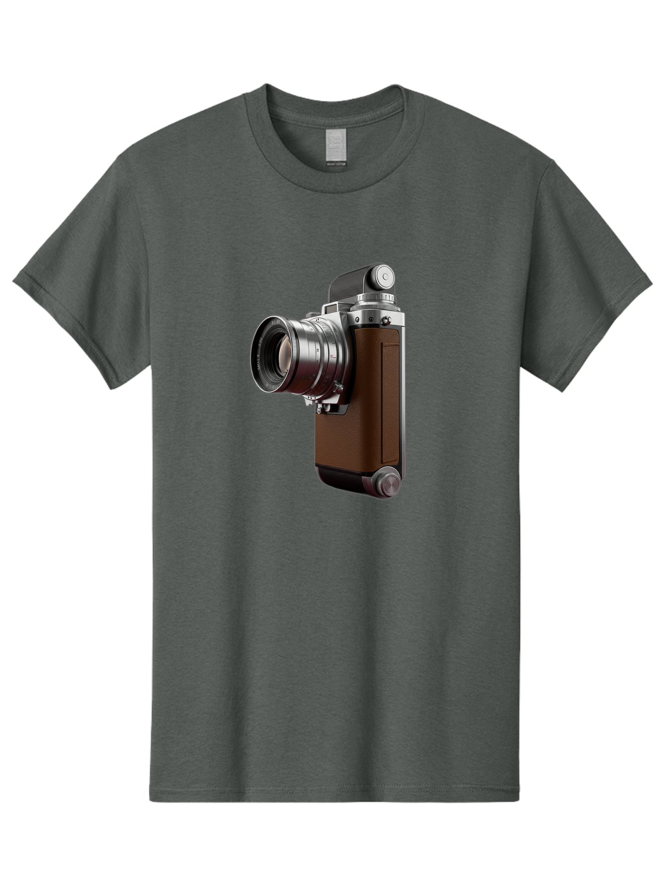 Vintage-Camera-8 Men'S Graphic Tee, 100% Cotton, Comfortable Casual Summer Wear, Machine Washable, Retro Camera, Old Photography Equipment, Classic Design, Film Camera, Lens, Brown Body, Silver Accents, Photography History, Nostalgic Feel, Bae812 14