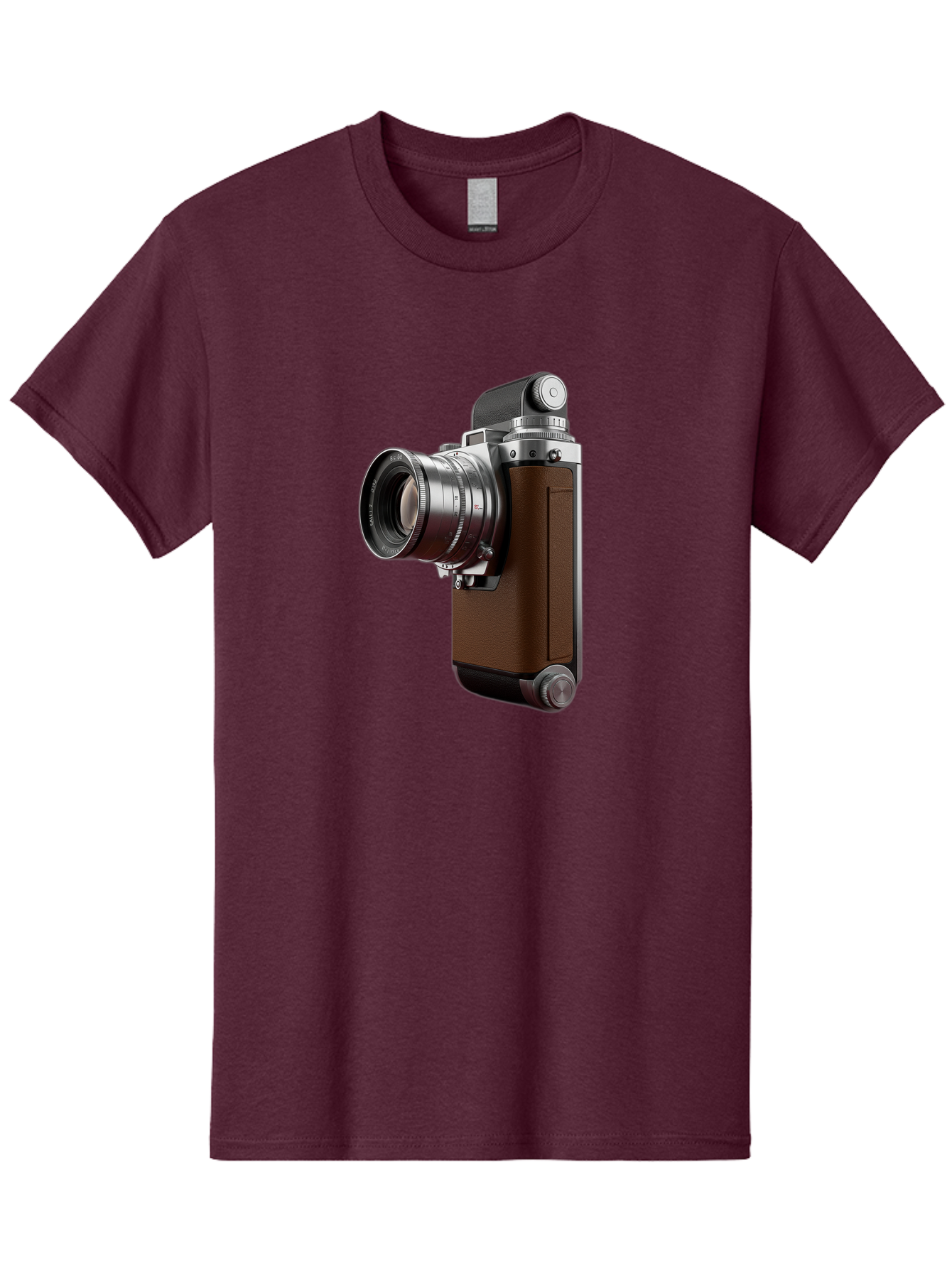 Vintage-Camera-8 Men'S Graphic Tee, 100% Cotton, Comfortable Casual Summer Wear, Machine Washable, Retro Camera, Old Photography Equipment, Classic Design, Film Camera, Lens, Brown Body, Silver Accents, Photography History, Nostalgic Feel, Bae812 7