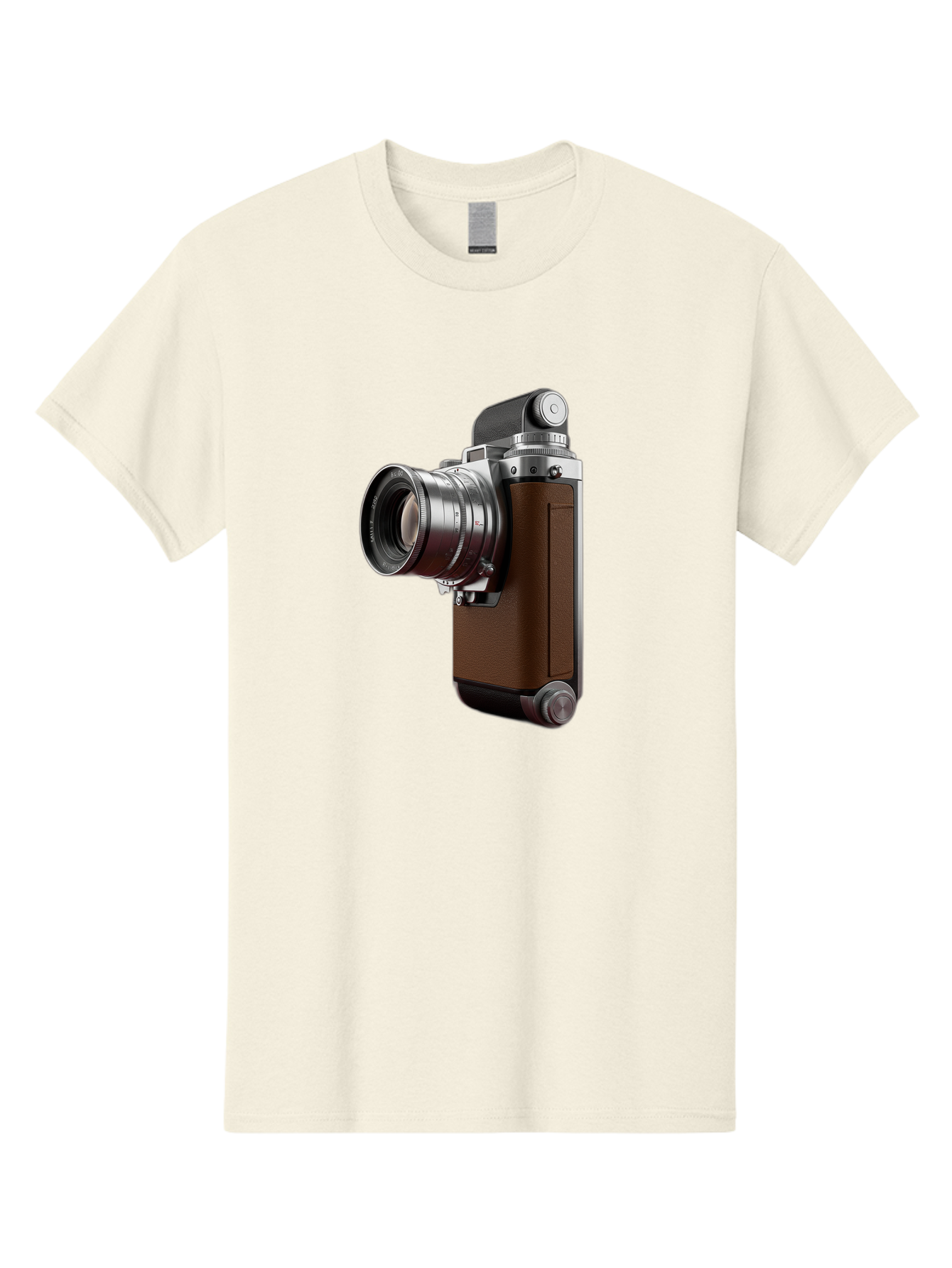 Vintage-Camera-8 Men'S Graphic Tee, 100% Cotton, Comfortable Casual Summer Wear, Machine Washable, Retro Camera, Old Photography Equipment, Classic Design, Film Camera, Lens, Brown Body, Silver Accents, Photography History, Nostalgic Feel, Bae812 8