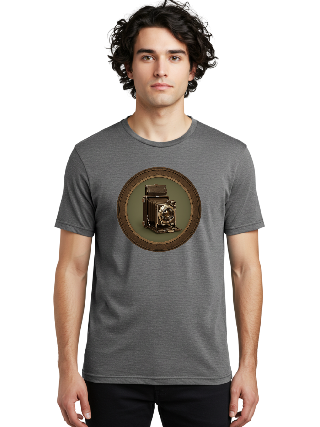 Vintage-Camera Men'S Graphic Tee, 100% Cotton, Comfortable Casual Summer Wear, Machine Washable, Vintage Camera, Antique Photography Equipment, Classic Camera Design, Retro Style, Old-Fashioned Lens, Nostalgic Photography, Timeless Art, Bae815 25