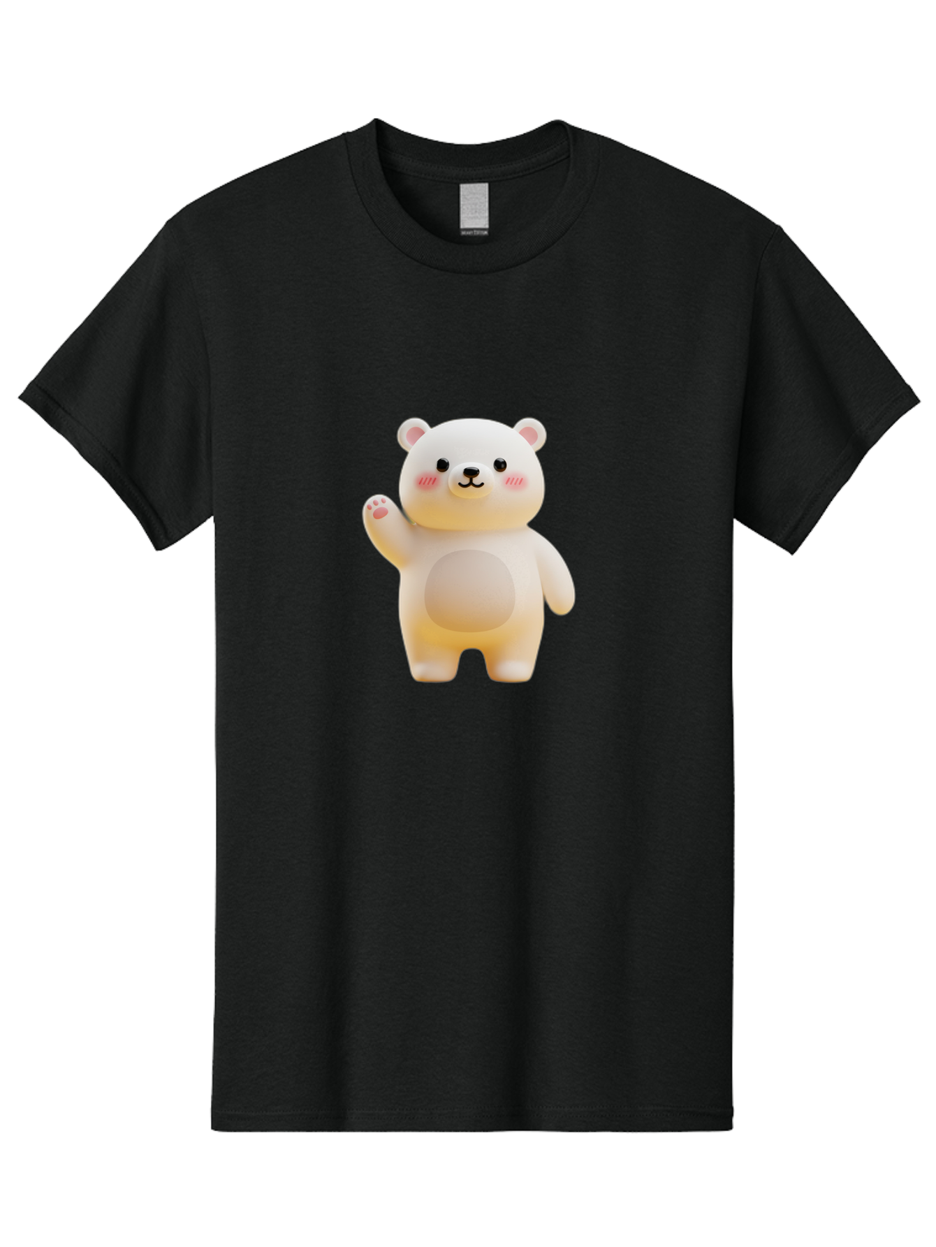 White-Bear-1 Men'S Graphic Tee, 100% Cotton, Comfortable Casual Summer Wear, Machine Washable, Cute Cartoon Bear, White Bear Figurine, Smiling Face, Waving Hand, Soft Toy, Kawaii Character, Nursery Decoration, Plushie, Adorable Animal, Bae819 8