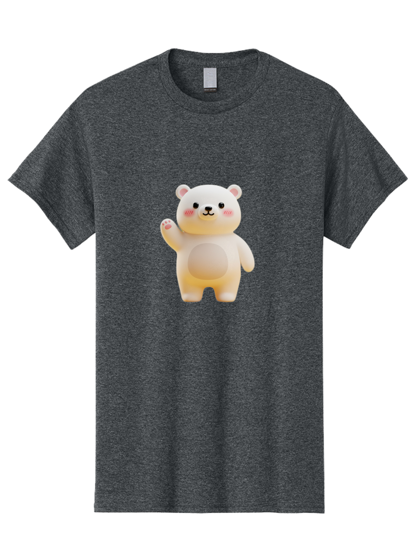 White-Bear-1 Men'S Graphic Tee, 100% Cotton, Comfortable Casual Summer Wear, Machine Washable, Cute Cartoon Bear, White Bear Figurine, Smiling Face, Waving Hand, Soft Toy, Kawaii Character, Nursery Decoration, Plushie, Adorable Animal, Bae819 12