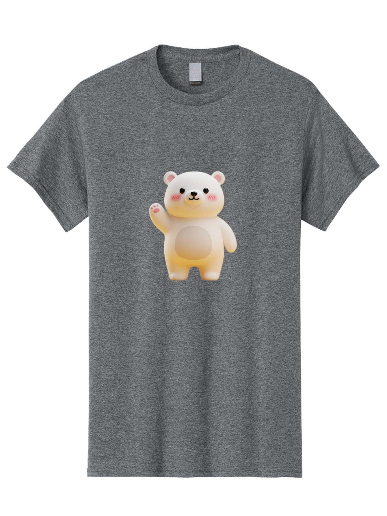 White-Bear-1 Men'S Graphic Tee, 100% Cotton, Comfortable Casual Summer Wear, Machine Washable, Cute Cartoon Bear, White Bear Figurine, Smiling Face, Waving Hand, Soft Toy, Kawaii Character, Nursery Decoration, Plushie, Adorable Animal, Bae819 13