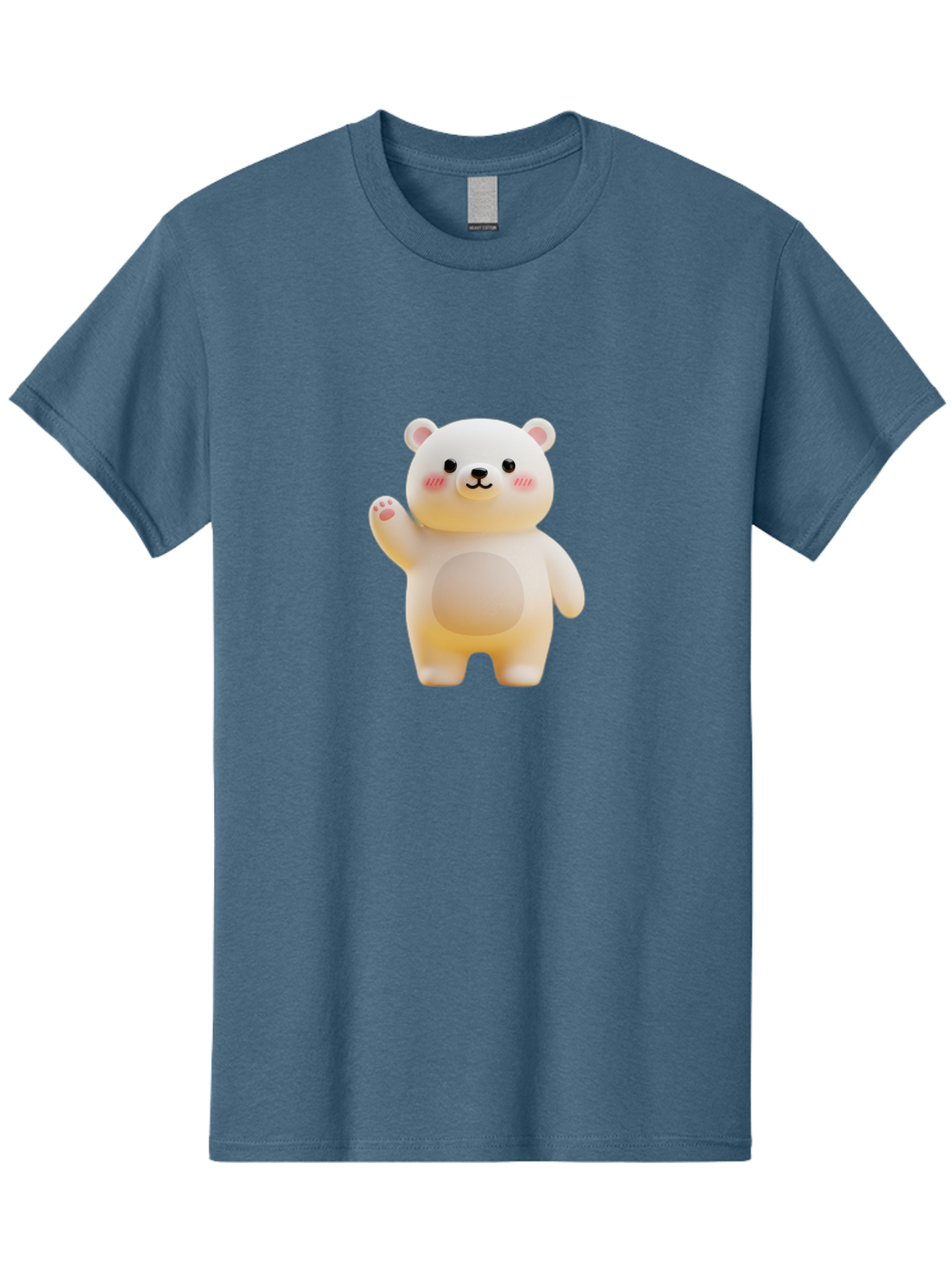 White-Bear-1 Men'S Graphic Tee, 100% Cotton, Comfortable Casual Summer Wear, Machine Washable, Cute Cartoon Bear, White Bear Figurine, Smiling Face, Waving Hand, Soft Toy, Kawaii Character, Nursery Decoration, Plushie, Adorable Animal, Bae819 11