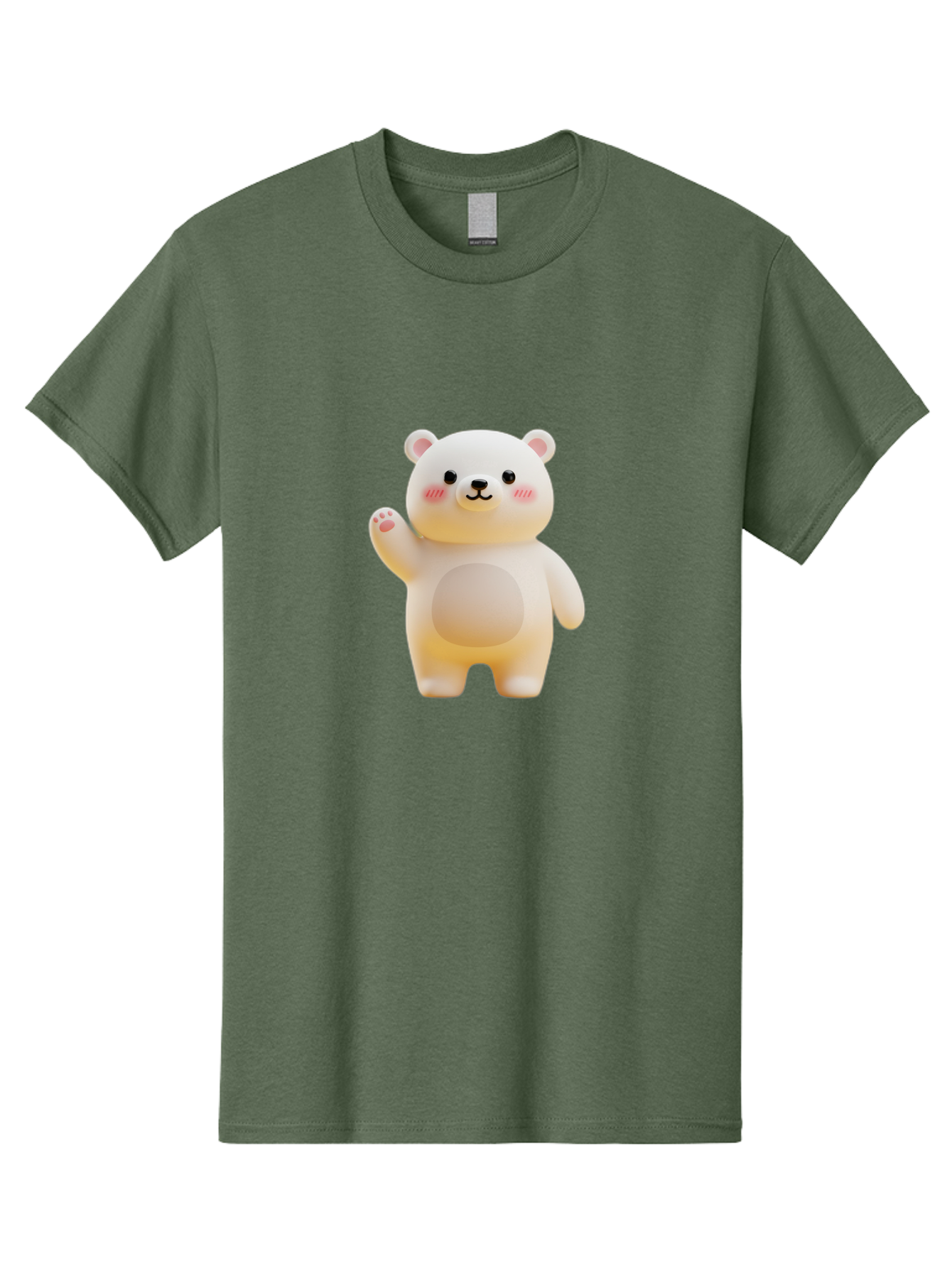 White-Bear-1 Men'S Graphic Tee, 100% Cotton, Comfortable Casual Summer Wear, Machine Washable, Cute Cartoon Bear, White Bear Figurine, Smiling Face, Waving Hand, Soft Toy, Kawaii Character, Nursery Decoration, Plushie, Adorable Animal, Bae819 10