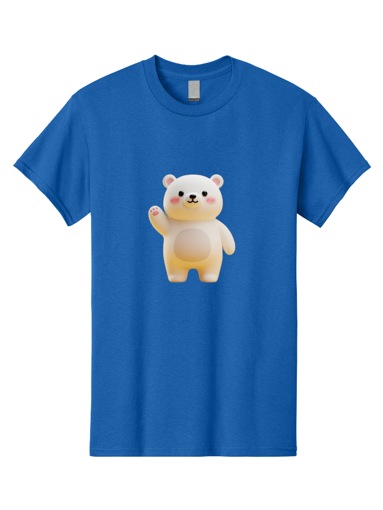 White-Bear-1 Men'S Graphic Tee, 100% Cotton, Comfortable Casual Summer Wear, Machine Washable, Cute Cartoon Bear, White Bear Figurine, Smiling Face, Waving Hand, Soft Toy, Kawaii Character, Nursery Decoration, Plushie, Adorable Animal, Bae819 7