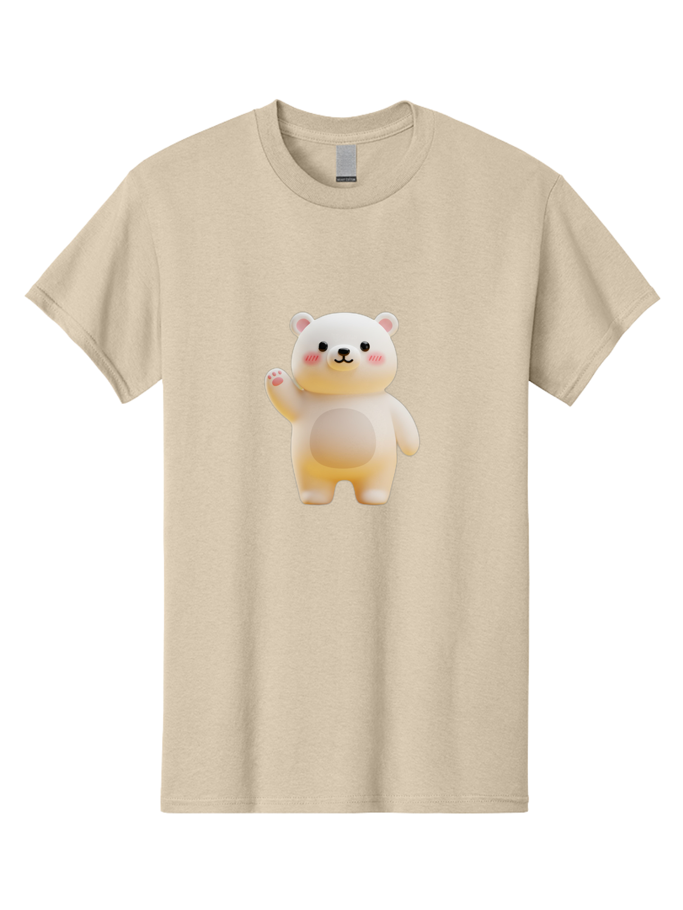 White-Bear-1 Men'S Graphic Tee, 100% Cotton, Comfortable Casual Summer Wear, Machine Washable, Cute Cartoon Bear, White Bear Figurine, Smiling Face, Waving Hand, Soft Toy, Kawaii Character, Nursery Decoration, Plushie, Adorable Animal, Bae819 9