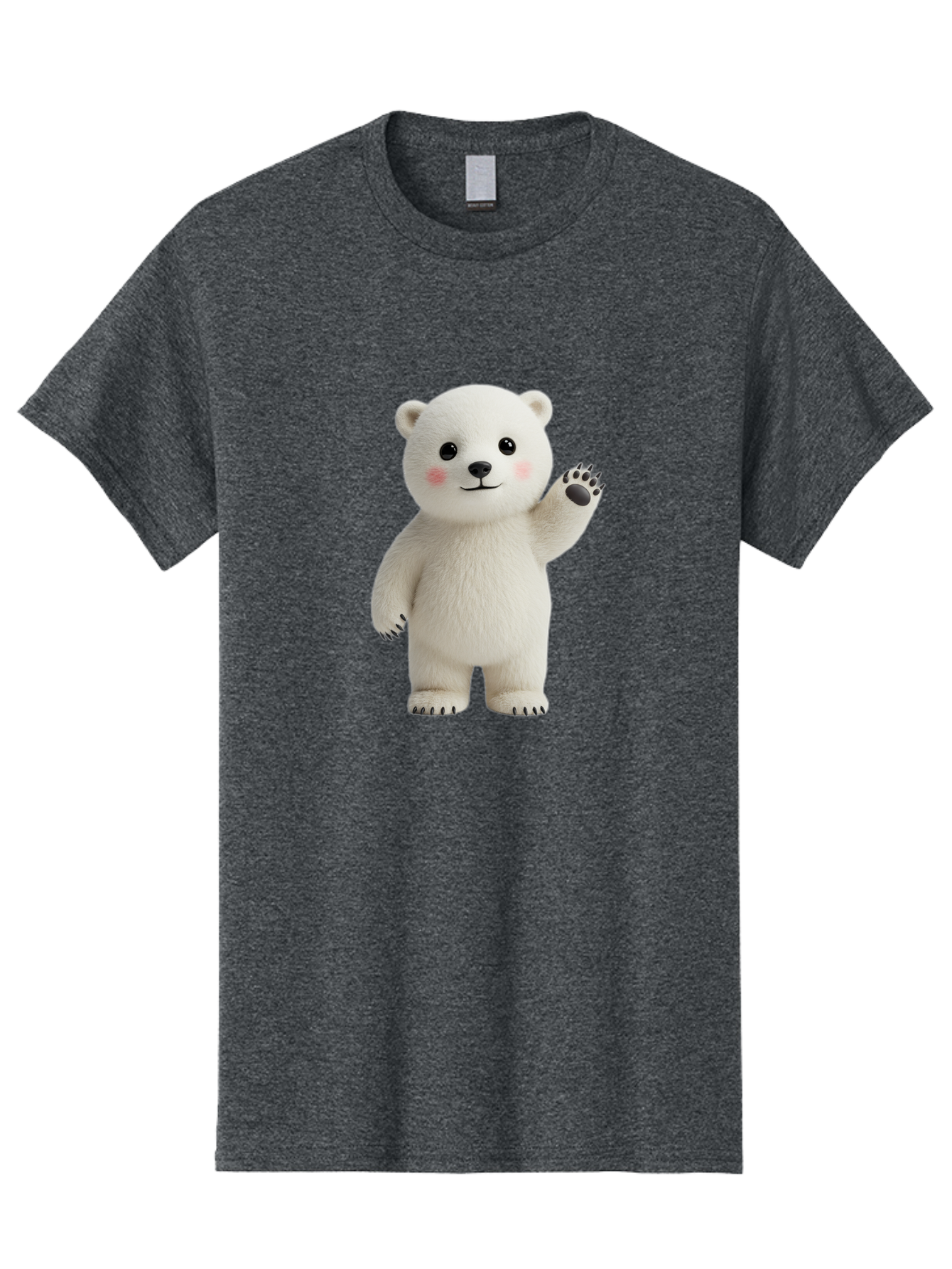 White-Bear Men'S Graphic Tee, 100% Cotton, Comfortable Casual Summer Wear, Machine Washable, Cute Polar Bear, Cartoon Character, Fluffy White Fur, Friendly Gesture, Waving Paw, Adorable Expression, 3D Rendering, Digital Art, Cartoon Style, Bae820 14