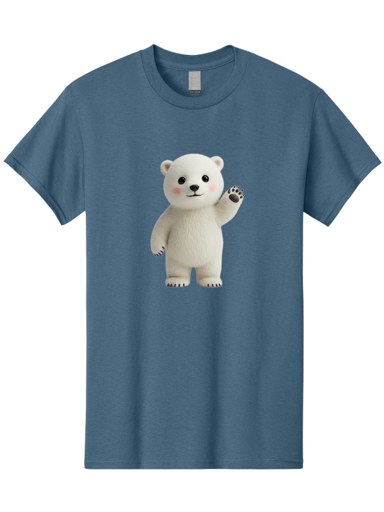 White-Bear Men'S Graphic Tee, 100% Cotton, Comfortable Casual Summer Wear, Machine Washable, Cute Polar Bear, Cartoon Character, Fluffy White Fur, Friendly Gesture, Waving Paw, Adorable Expression, 3D Rendering, Digital Art, Cartoon Style, Bae820 4
