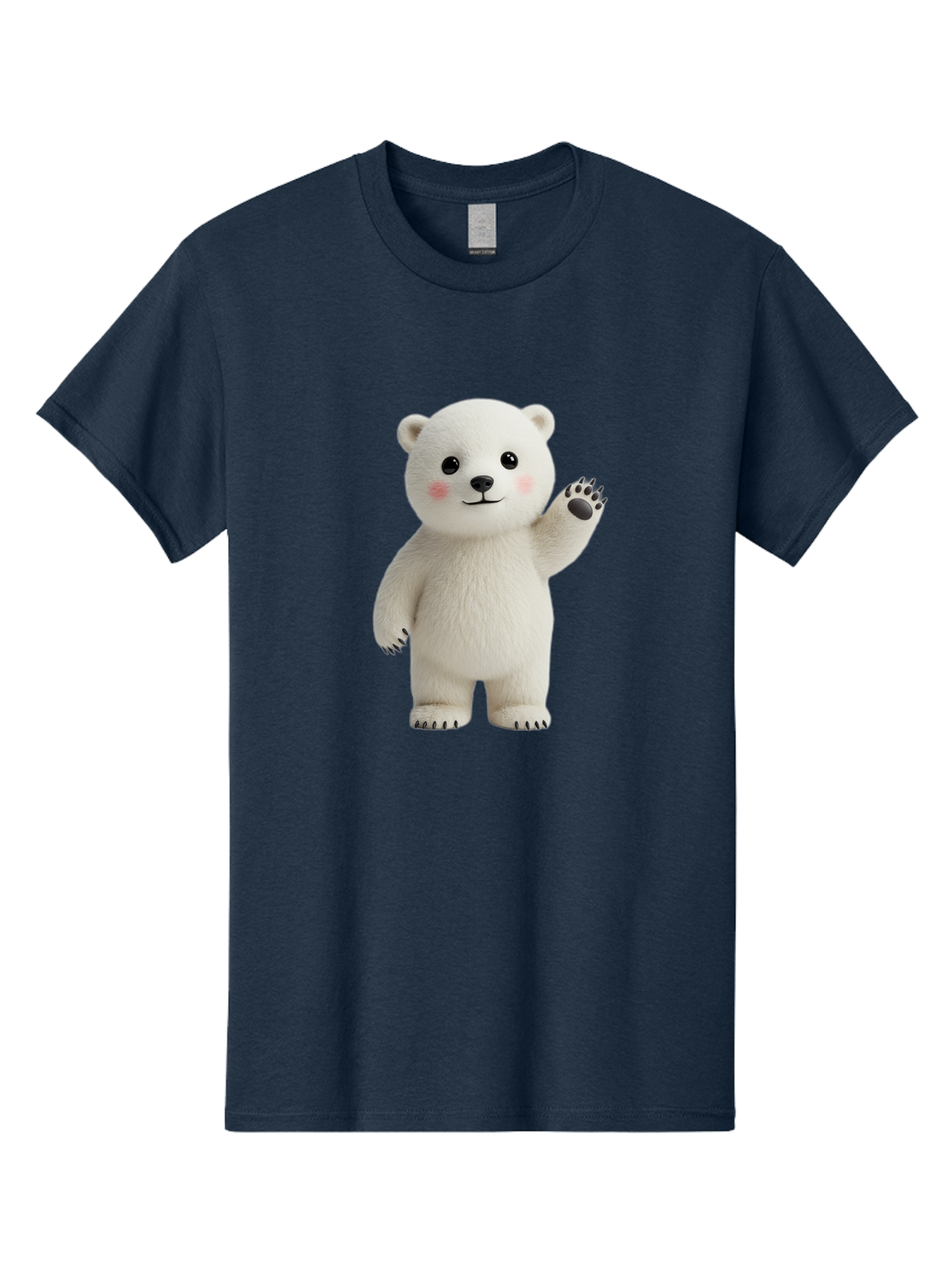 White-Bear Men'S Graphic Tee, 100% Cotton, Comfortable Casual Summer Wear, Machine Washable, Cute Polar Bear, Cartoon Character, Fluffy White Fur, Friendly Gesture, Waving Paw, Adorable Expression, 3D Rendering, Digital Art, Cartoon Style, Bae820 10