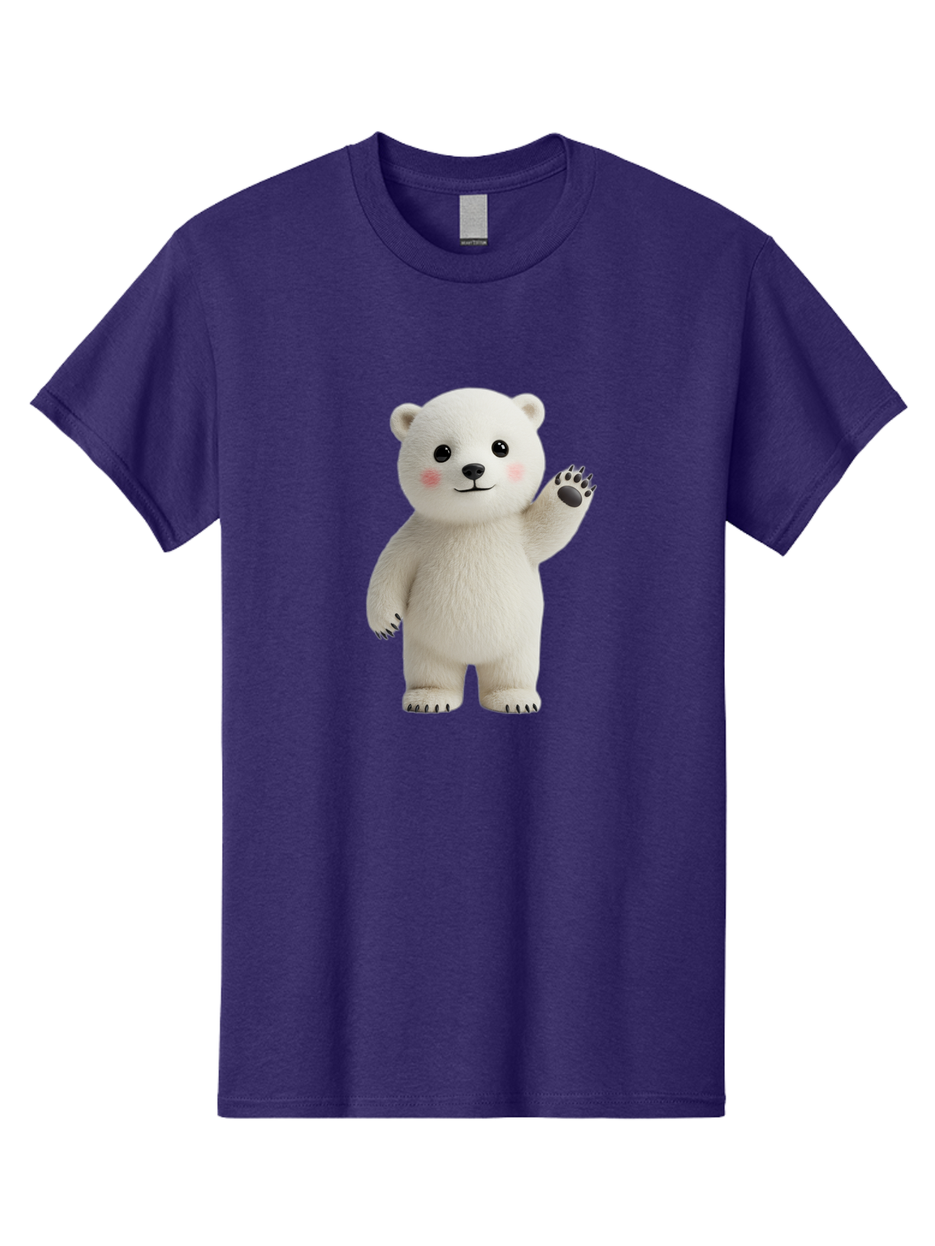 White-Bear Men'S Graphic Tee, 100% Cotton, Comfortable Casual Summer Wear, Machine Washable, Cute Polar Bear, Cartoon Character, Fluffy White Fur, Friendly Gesture, Waving Paw, Adorable Expression, 3D Rendering, Digital Art, Cartoon Style, Bae820 12