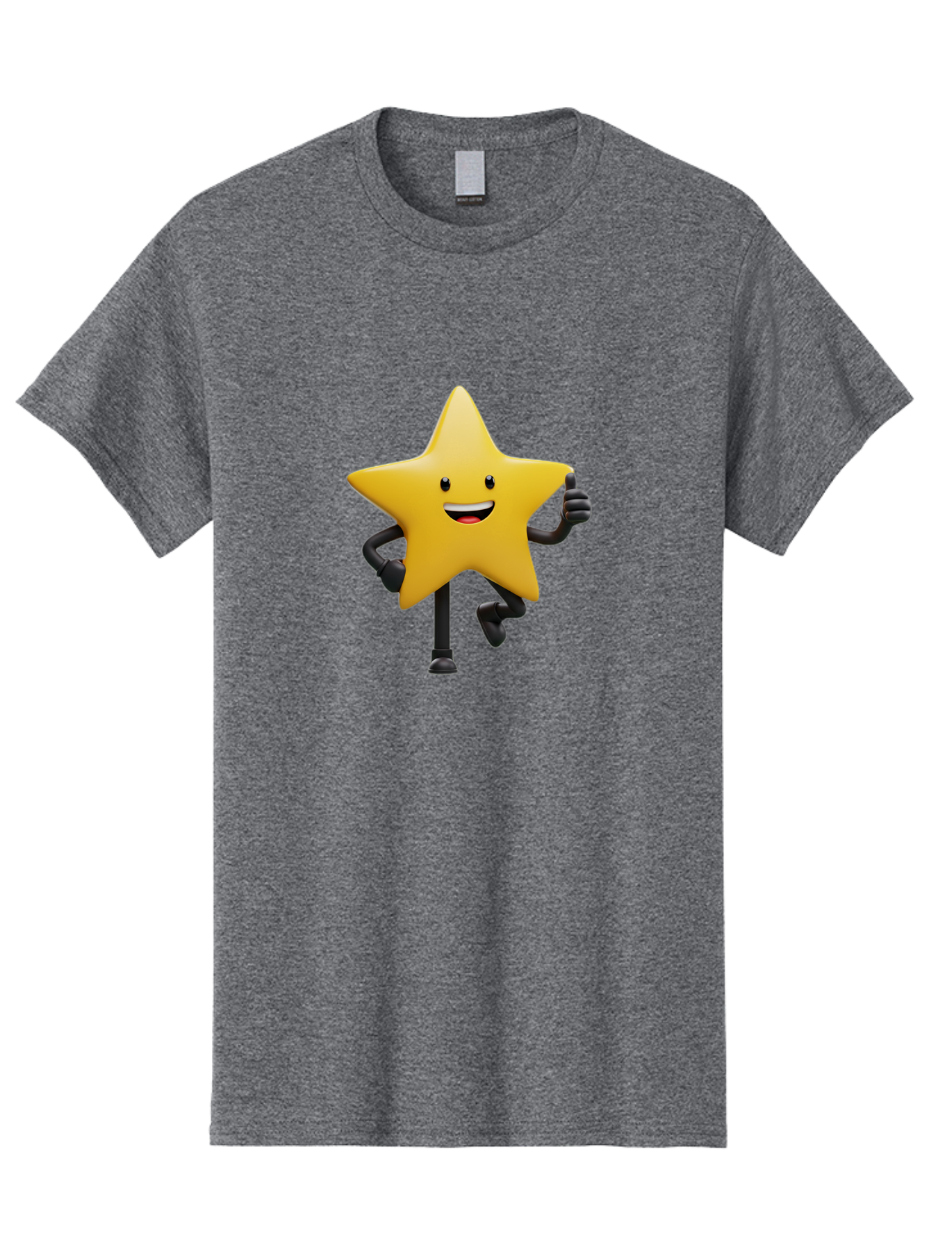 Yellow-Star Men'S Graphic Tee, 100% Cotton, Comfortable Casual Summer Wear, Machine Washable, Cartoon Star, Yellow Star, Smiling Face, Happy Expression, Stick Legs, Animated Character, Funny Star, Cartoon Graphics, Character Design, Bae821 14