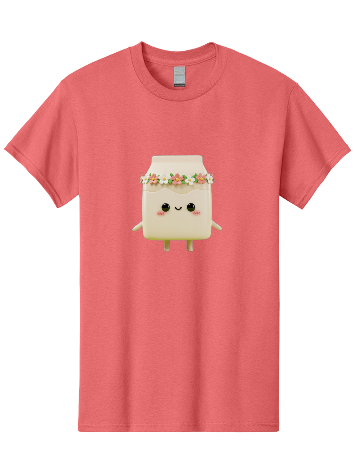 Yogurt-With-Flowers Men'S Graphic Tee, 100% Cotton, Comfortable Casual Summer Wear, Machine Washable, Yogurt Bottle With Floral Crown, Cute Anime Character, Kawaii Food, Pastel Colors, Floral Decoration, Adorable Design, Cartoon Style, Bae822 9