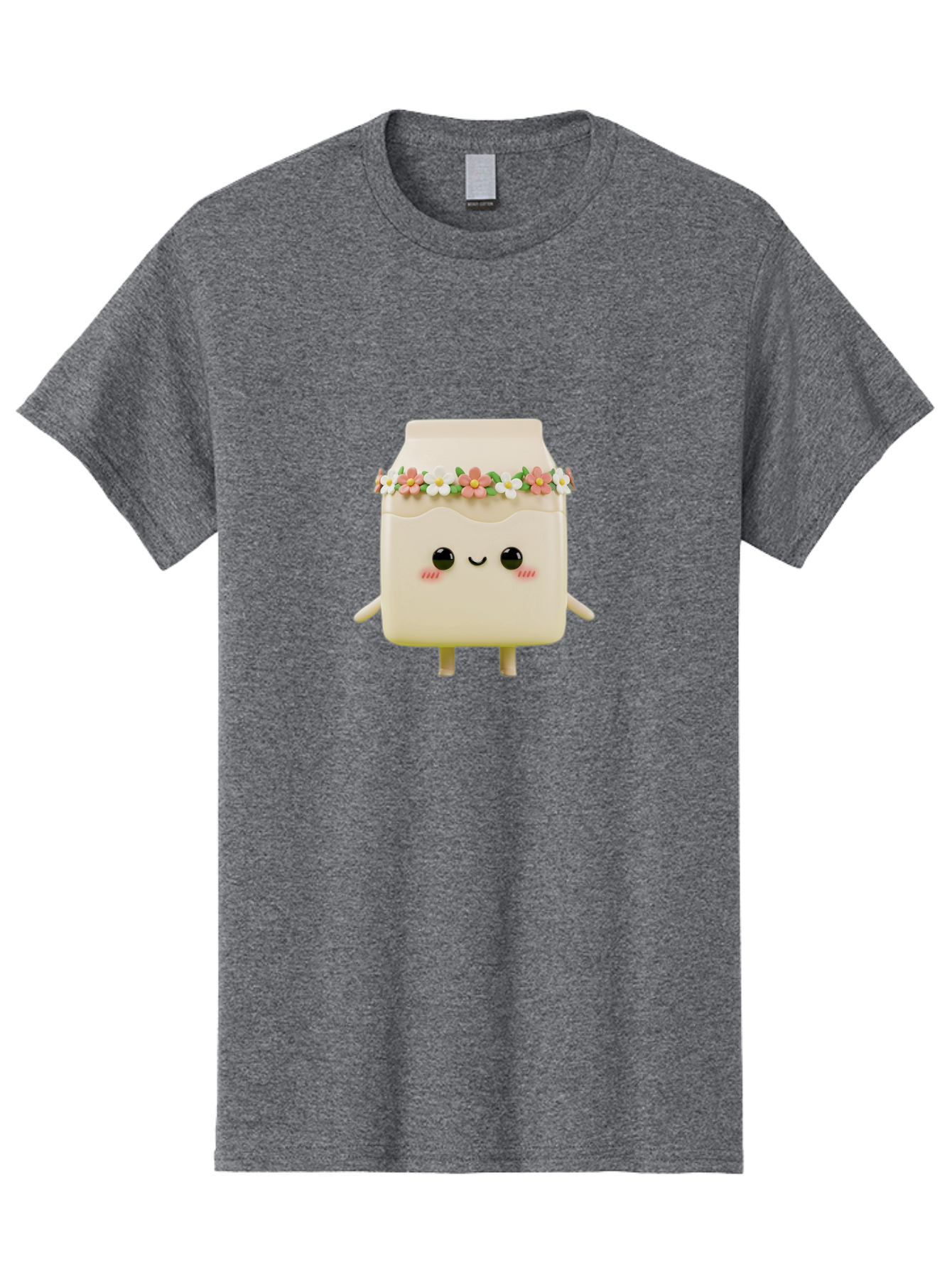 Yogurt-With-Flowers Men'S Graphic Tee, 100% Cotton, Comfortable Casual Summer Wear, Machine Washable, Yogurt Bottle With Floral Crown, Cute Anime Character, Kawaii Food, Pastel Colors, Floral Decoration, Adorable Design, Cartoon Style, Bae822 2