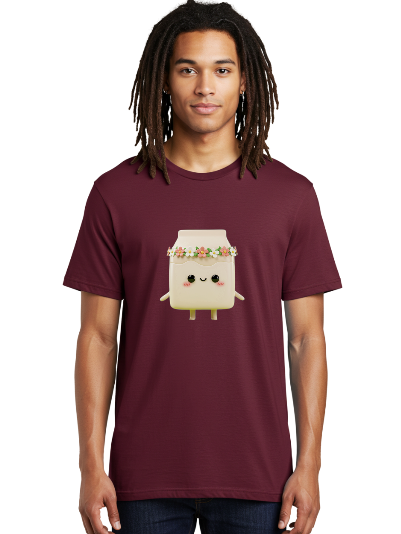 Yogurt-With-Flowers Men'S Graphic Tee, 100% Cotton, Comfortable Casual Summer Wear, Machine Washable, Yogurt Bottle With Floral Crown, Cute Anime Character, Kawaii Food, Pastel Colors, Floral Decoration, Adorable Design, Cartoon Style, Bae822 28