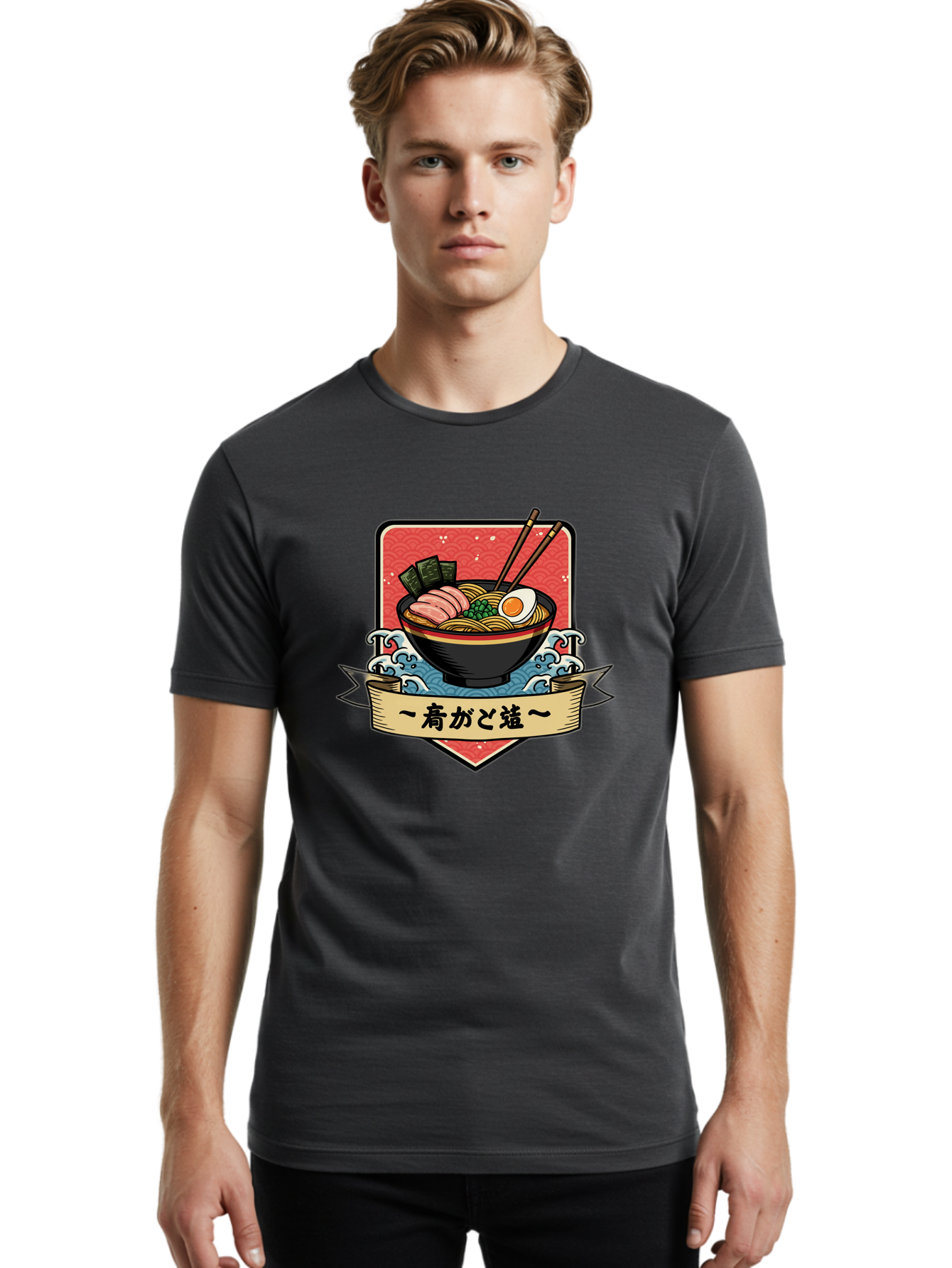 Yu-Katosu-Ramen Men'S Graphic Tee, 100% Cotton, Comfortable Casual Summer Wear, Machine Washable, Bowl Of Ramen, Japanese Noodle Soup, Savory Ingredients, Egg, Green Onions, Pork Slices, Seaweed, Chopsticks, Japanese Cuisine, Comforting Meal, Bae823 22