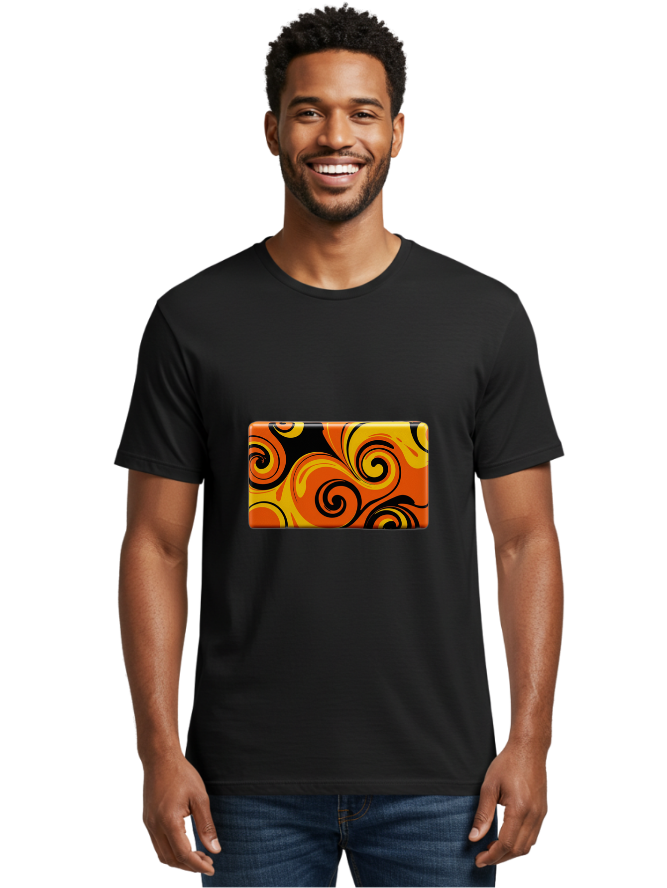 Orange-Swirl-Design Men'S Graphic Tee, 100% Cotton, Comfortable Casual Summer Wear, Machine Washable, Vintage Camera, Old Camera, Antique Camera, Black Camera, Classic Photography, Photography Equipment, Nostalgic Device, Film Camera, Baf245 27