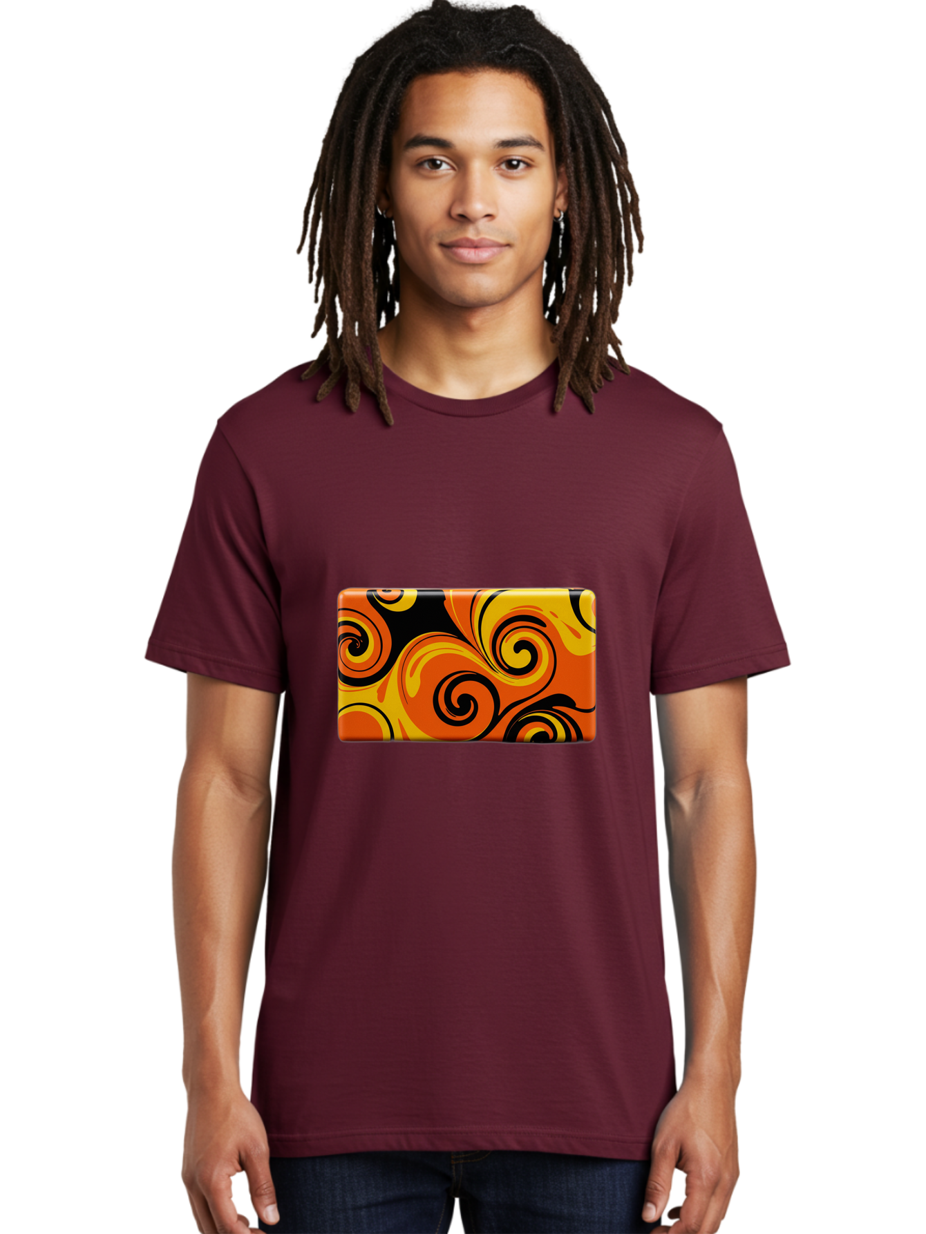 Orange-Swirl-Design Men'S Graphic Tee, 100% Cotton, Comfortable Casual Summer Wear, Machine Washable, Vintage Camera, Old Camera, Antique Camera, Black Camera, Classic Photography, Photography Equipment, Nostalgic Device, Film Camera, Baf245 17