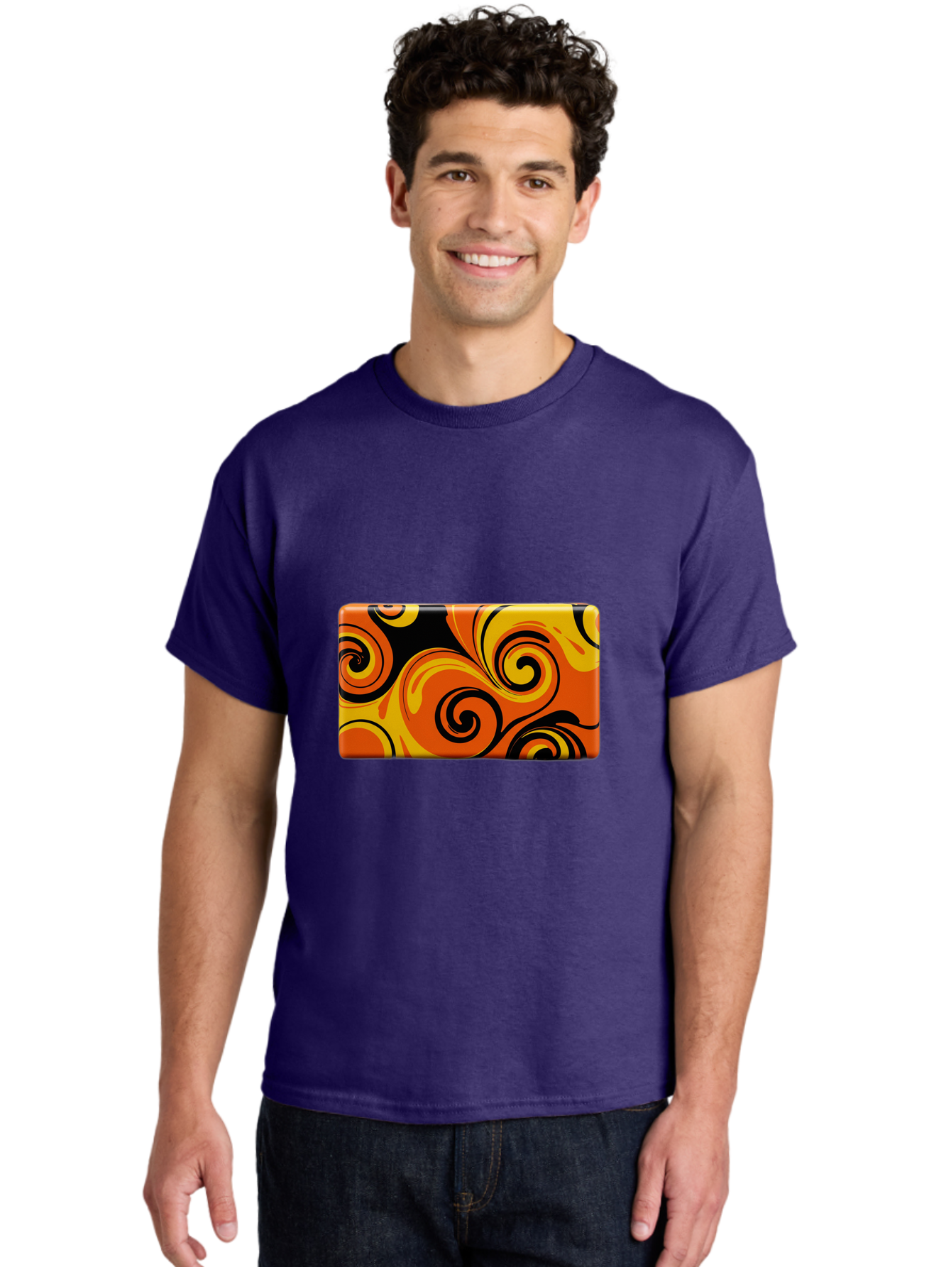 Orange-Swirl-Design Men'S Graphic Tee, 100% Cotton, Comfortable Casual Summer Wear, Machine Washable, Vintage Camera, Old Camera, Antique Camera, Black Camera, Classic Photography, Photography Equipment, Nostalgic Device, Film Camera, Baf245 28