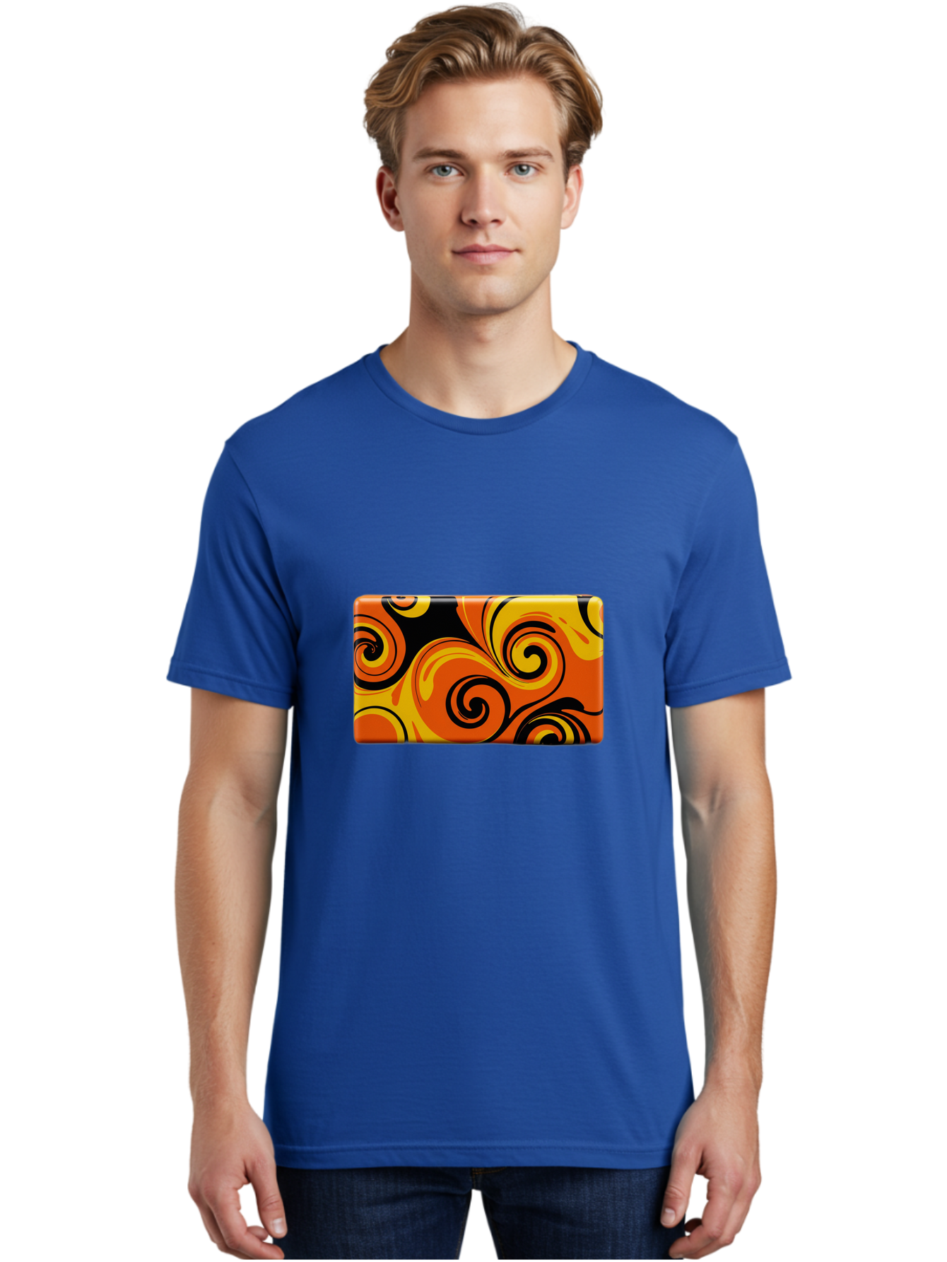 Orange-Swirl-Design Men'S Graphic Tee, 100% Cotton, Comfortable Casual Summer Wear, Machine Washable, Vintage Camera, Old Camera, Antique Camera, Black Camera, Classic Photography, Photography Equipment, Nostalgic Device, Film Camera, Baf245 16