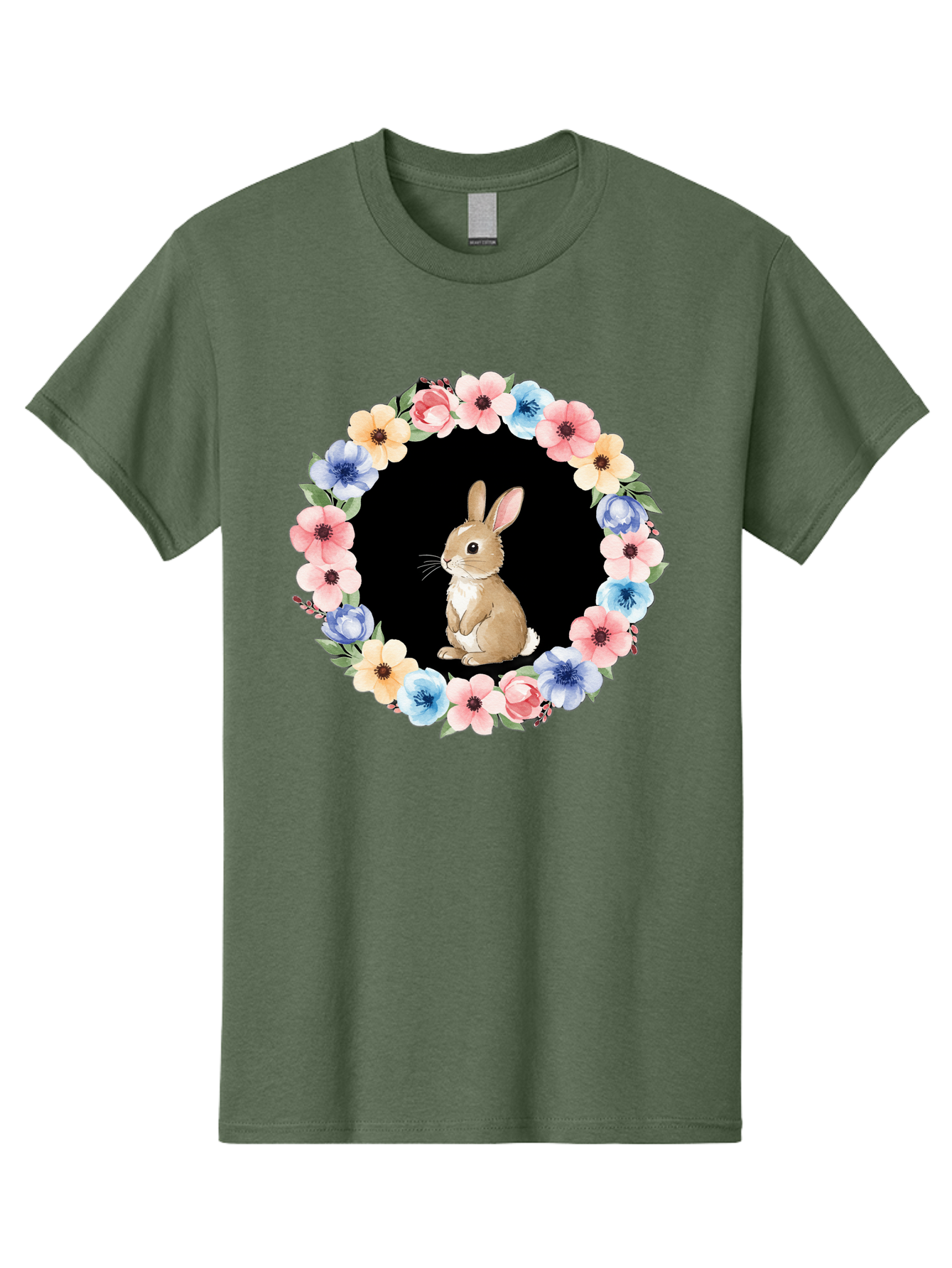Rabbit-In-Floral-Circle Men'S Graphic Tee, 100% Cotton, Comfortable Casual Summer Wear, Machine Washable, Vintage Camera, Old Camera, Antique Camera, Black Camera, Classic Photography, Photography Equipment, Nostalgic Device, Film Camera, Baf448 8