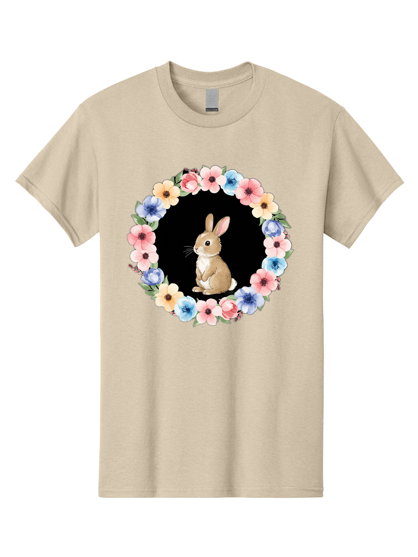 Rabbit-In-Floral-Circle Men'S Graphic Tee, 100% Cotton, Comfortable Casual Summer Wear, Machine Washable, Vintage Camera, Old Camera, Antique Camera, Black Camera, Classic Photography, Photography Equipment, Nostalgic Device, Film Camera, Baf448 4