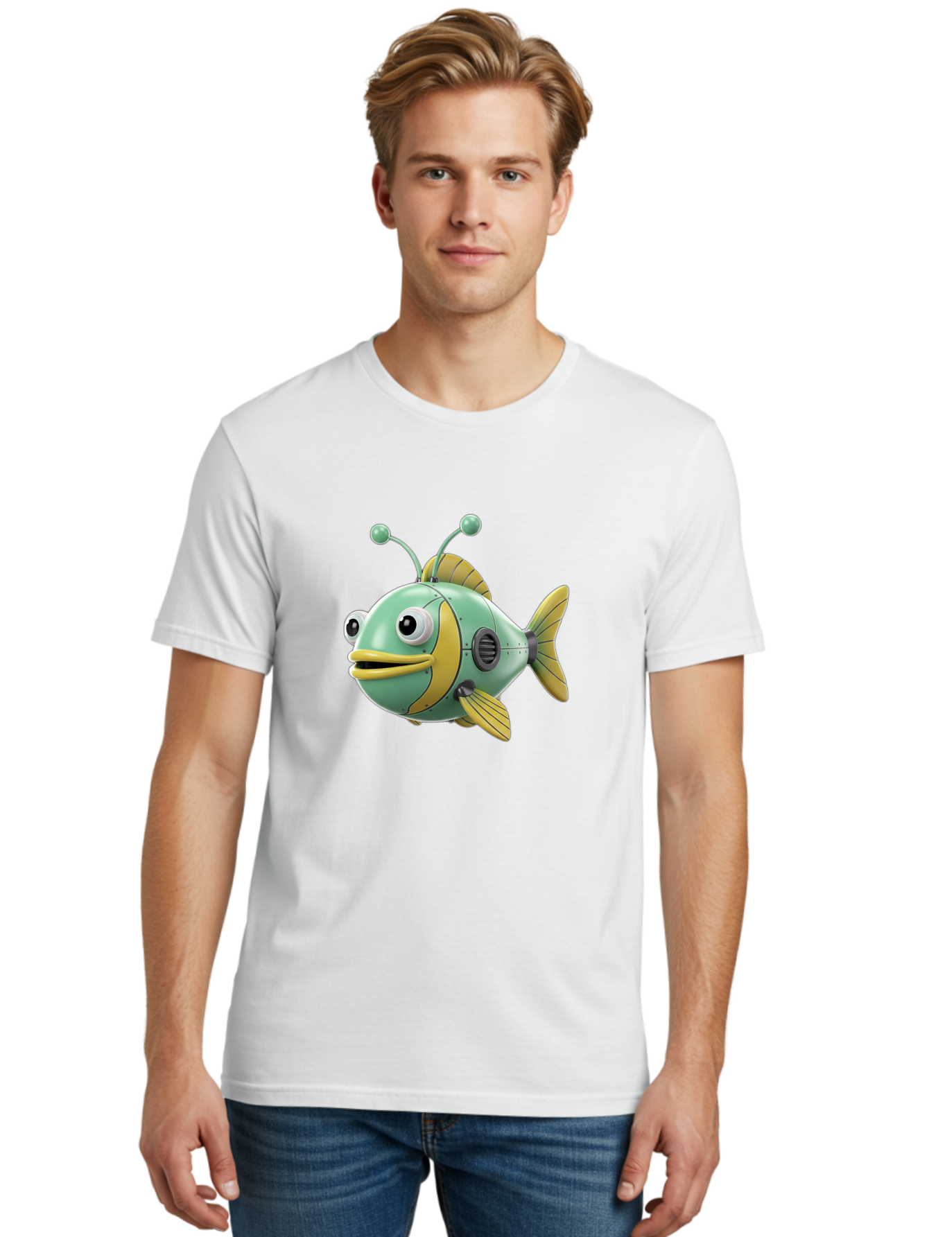 Robot-Fish-1 Men'S Graphic Tee, 100% Cotton, Comfortable Casual Summer Wear, Machine Washable, Vintage Camera, Old Camera, Antique Camera, Black Camera, Classic Photography, Photography Equipment, Nostalgic Device, Film Camera, Camera Art Baf469 24