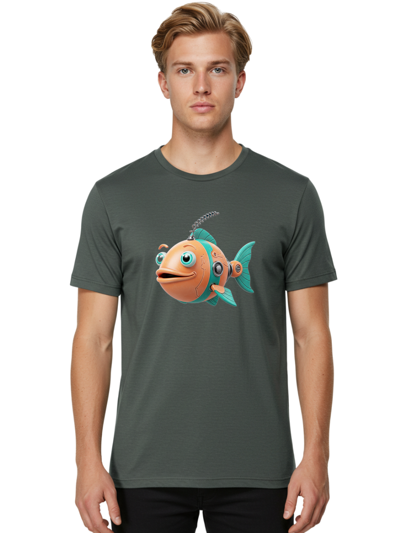 Robot-Fish-2 Men'S Graphic Tee, 100% Cotton, Comfortable Casual Summer Wear, Machine Washable, Vintage Camera, Old Camera, Antique Camera, Black Camera, Classic Photography, Photography Equipment, Nostalgic Device, Film Camera, Camera Art Baf470 19