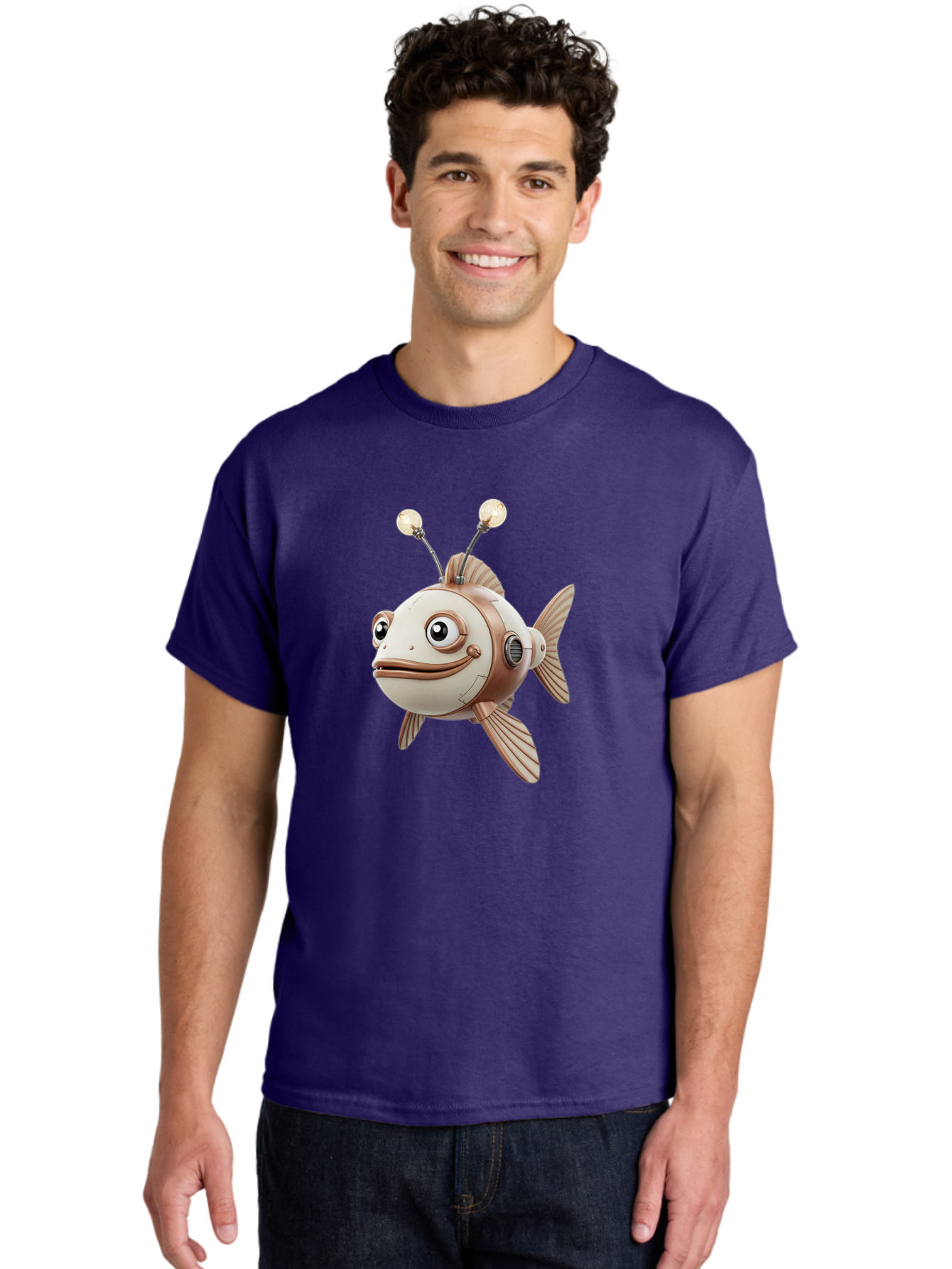 Robot-Fish-3 Men'S Graphic Tee, 100% Cotton, Comfortable Casual Summer Wear, Machine Washable, Vintage Camera, Old Camera, Antique Camera, Black Camera, Classic Photography, Photography Equipment, Nostalgic Device, Film Camera, Camera Art Baf471 17