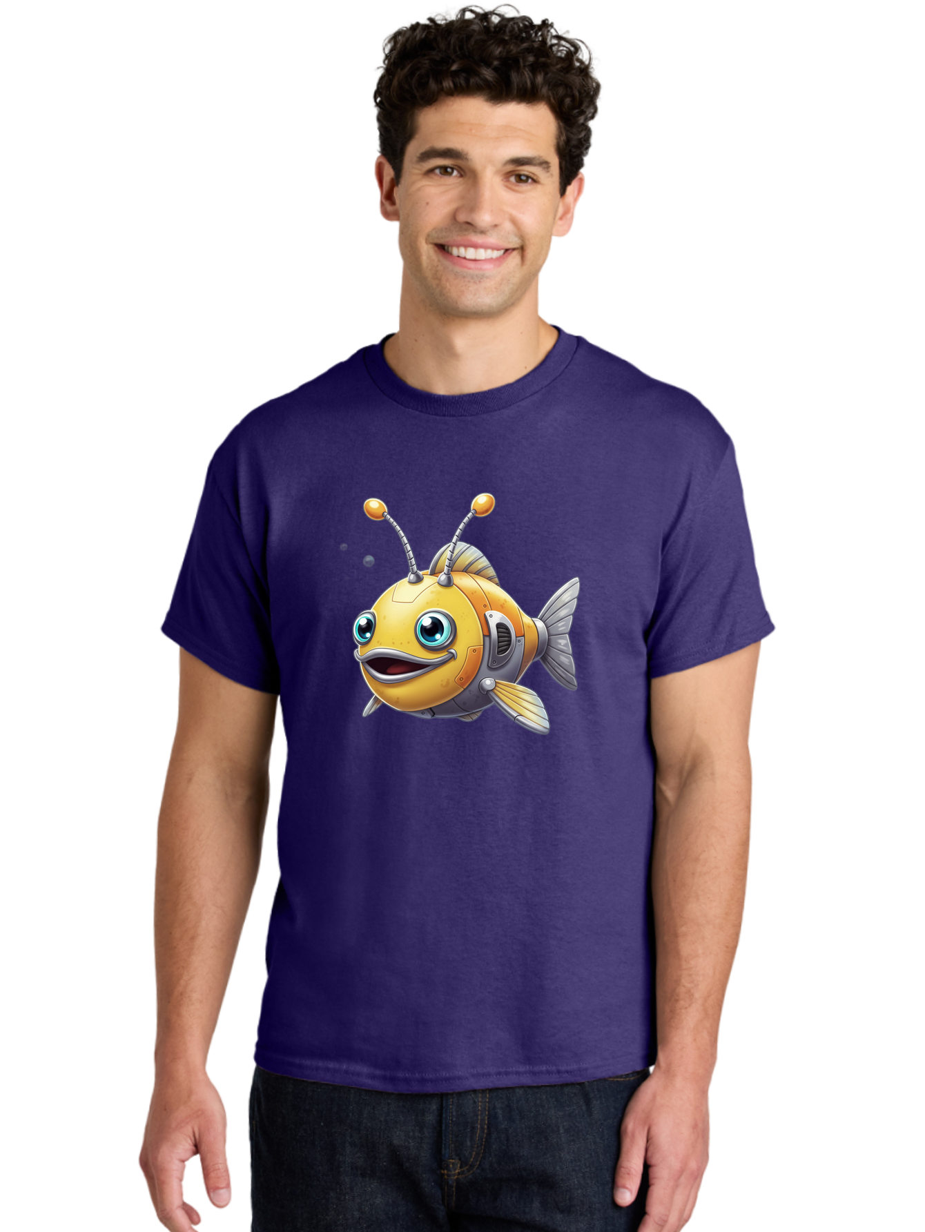 Robot-Fish-7 Men'S Graphic Tee, 100% Cotton, Comfortable Casual Summer Wear, Machine Washable, Vintage Camera, Old Camera, Antique Camera, Black Camera, Classic Photography, Photography Equipment, Nostalgic Device, Film Camera, Camera Art Baf475 30
