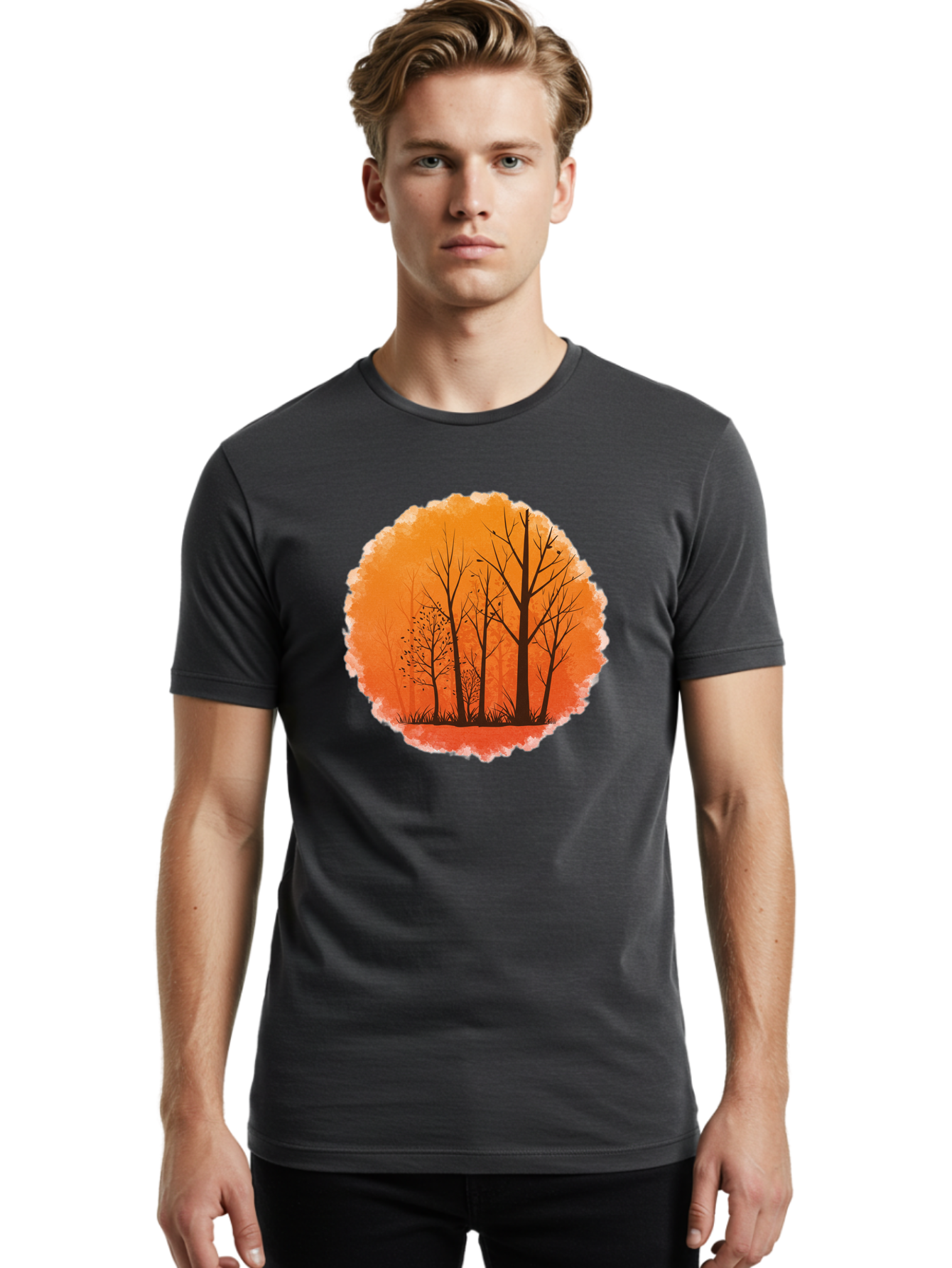 Trees-Silhouette Men'S Graphic Tee, 100% Cotton, Comfortable Casual Summer Wear, Machine Washable, Vintage Camera, Old Camera, Antique Camera, Black Camera, Classic Photography, Photography Equipment, Nostalgic Device, Film Camera, Camera Art Baf605 8