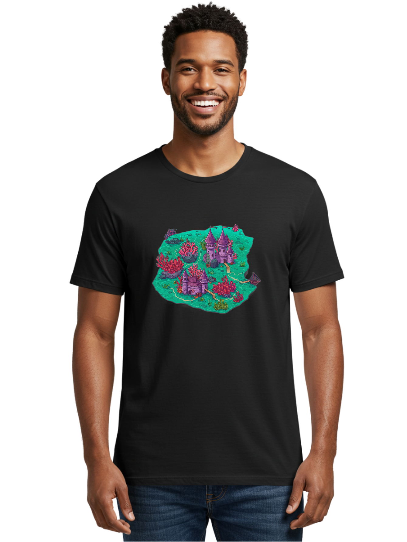 Underwater-Isometric-Castle Men'S Graphic Tee, 100% Cotton, Comfortable Casual Summer Wear, Machine Washable, Vintage Camera, Old Camera, Antique Camera, Black Camera, Classic Photography, Photography Equipment, Nostalgic Device, Film Camera, Baf611 14