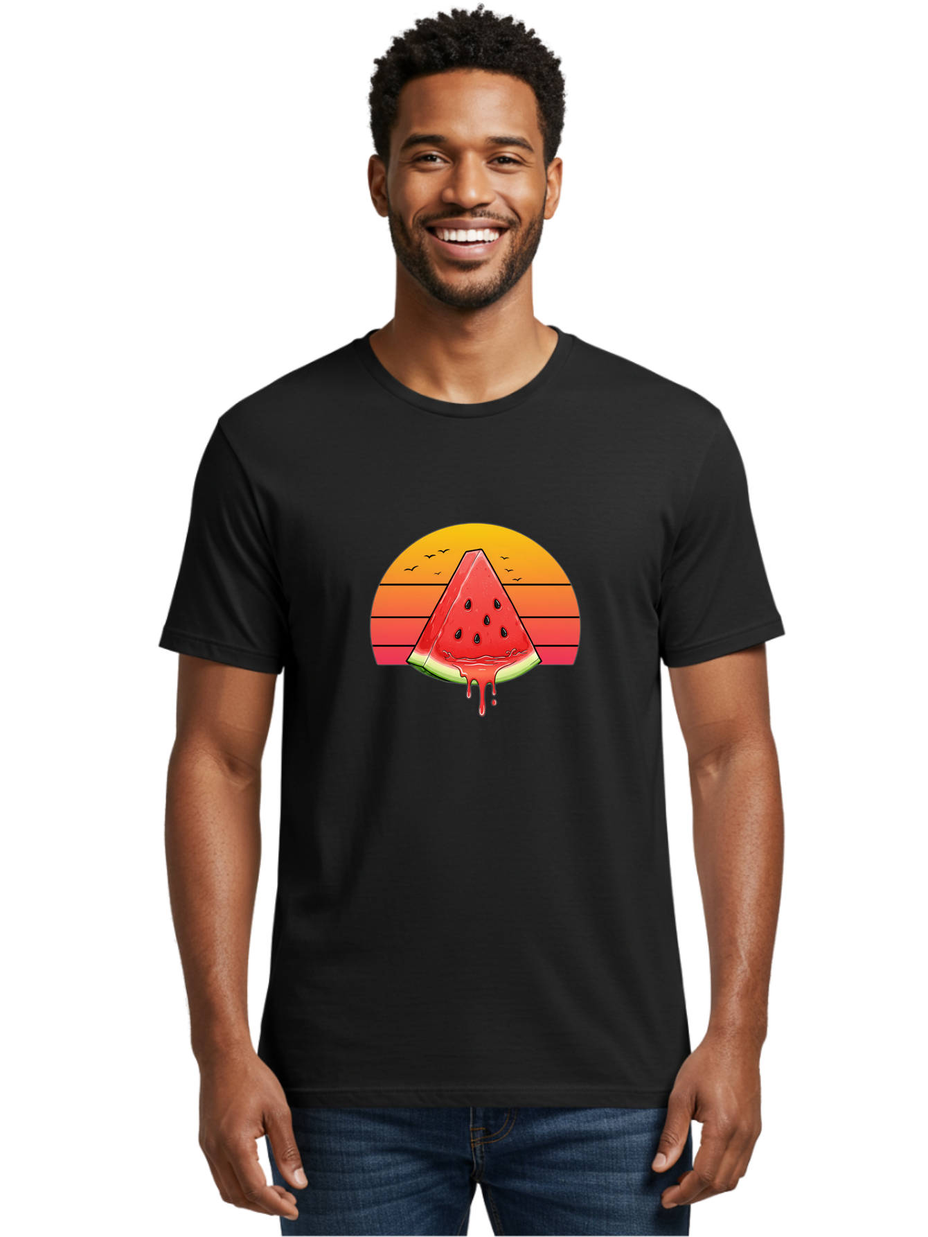 Watermelon-Sunset Men'S Graphic Tee, 100% Cotton, Comfortable Casual Summer Wear, Machine Washable, Vintage Camera, Old Camera, Antique Camera, Black Camera, Classic Photography, Photography Equipment, Nostalgic Device, Film Camera, Camera Art Baf644 16