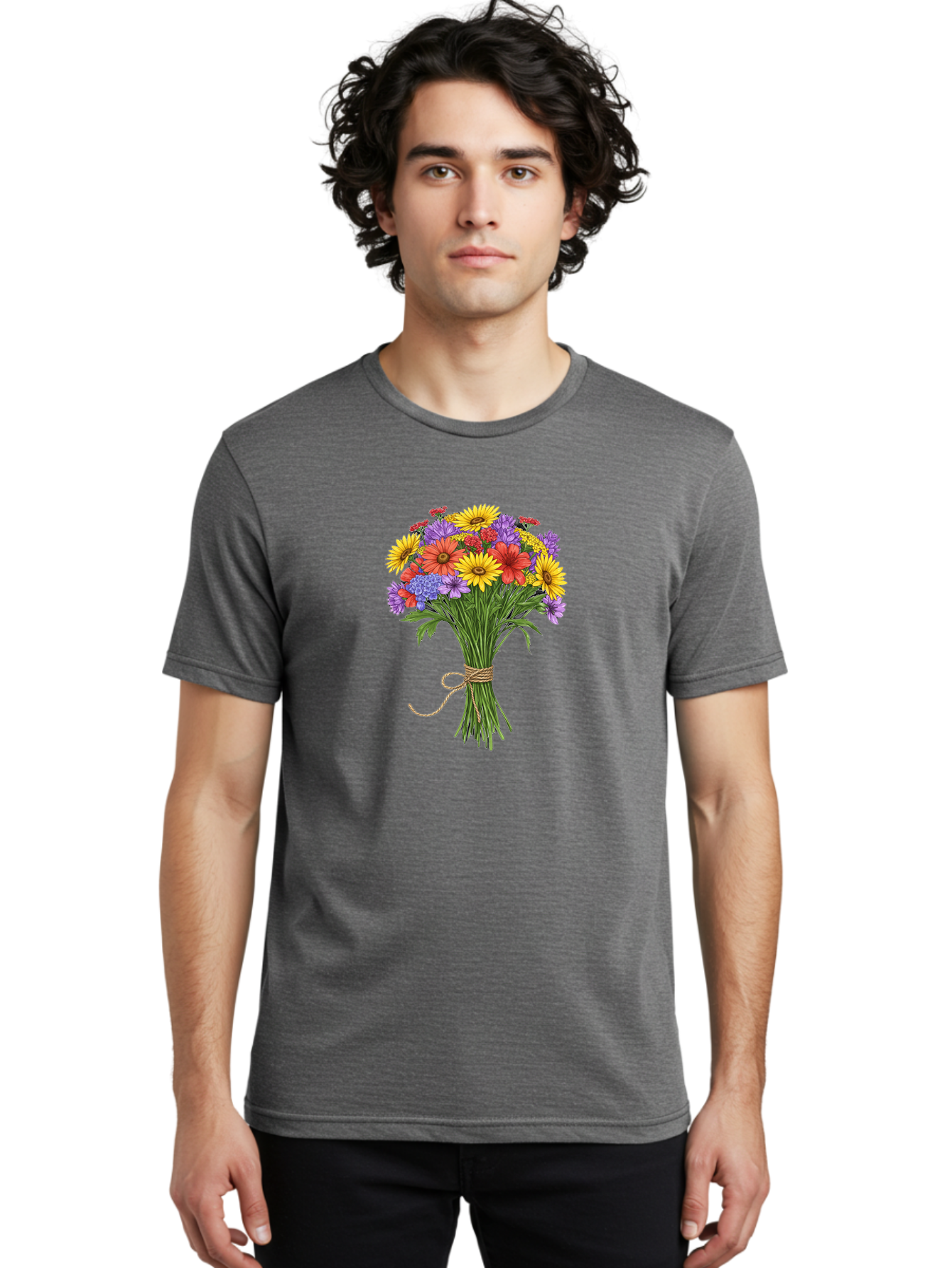 Wildflower-Bouquet-4 Men'S Graphic Tee, 100% Cotton, Comfortable Casual Summer Wear, Machine Washable, Vintage Camera, Old Camera, Antique Camera, Black Camera, Classic Photography, Photography Equipment, Nostalgic Device, Film Camera, Baf657 2