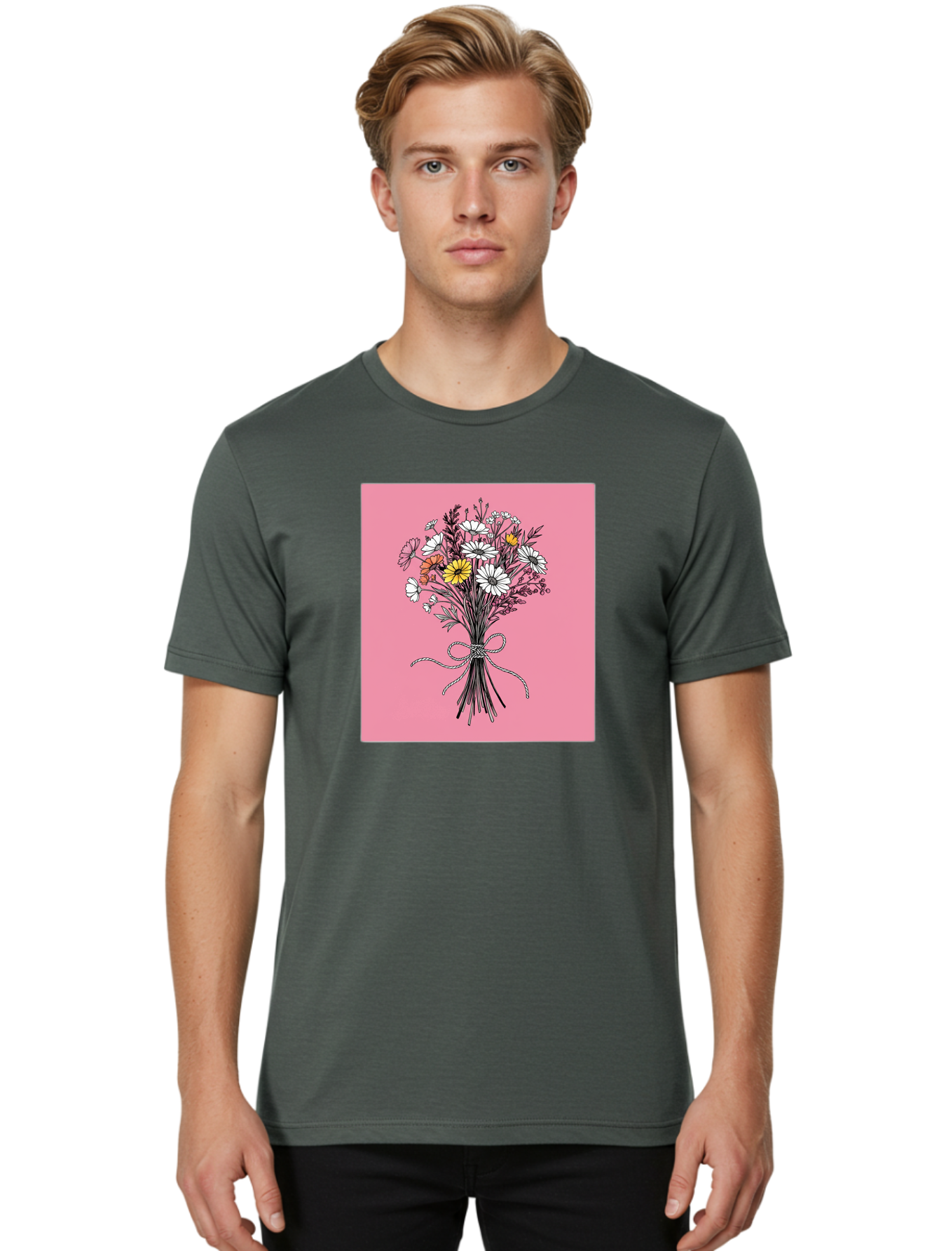 Wildflower-Bouquet-7 Men'S Graphic Tee, 100% Cotton, Comfortable Casual Summer Wear, Machine Washable, Vintage Camera, Old Camera, Antique Camera, Black Camera, Classic Photography, Photography Equipment, Nostalgic Device, Film Camera, Baf660 2