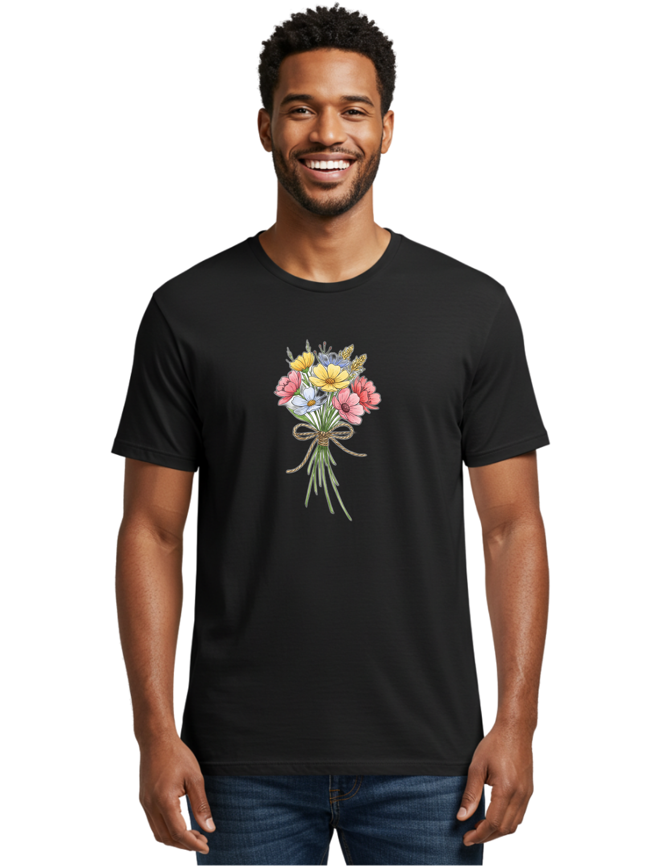 Wildflower-Bouquet Men'S Graphic Tee, 100% Cotton, Comfortable Casual Summer Wear, Machine Washable, Vintage Camera, Old Camera, Antique Camera, Black Camera, Classic Photography, Photography Equipment, Nostalgic Device, Film Camera, Baf663 28