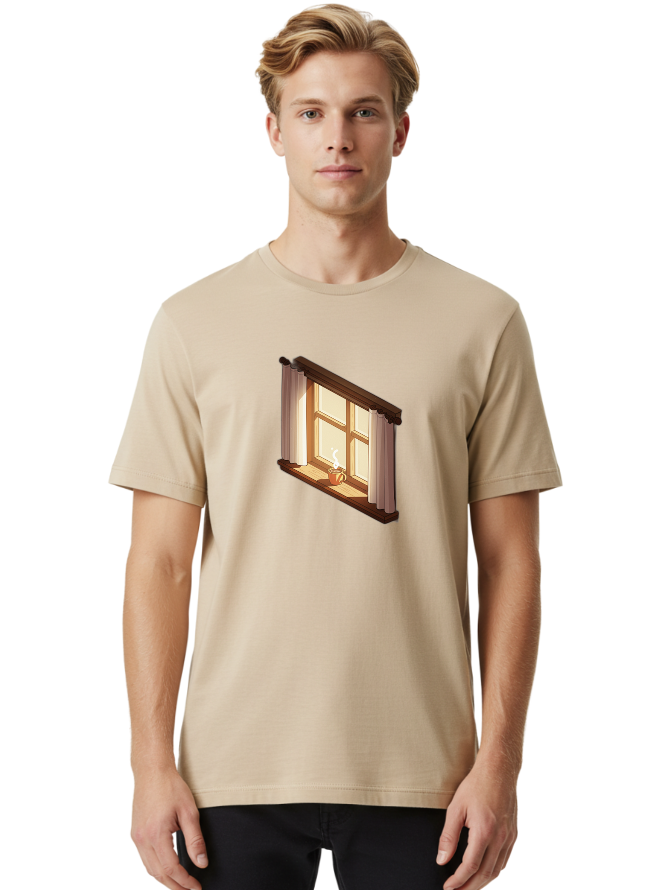 Window-With-Coffee-Cup Men'S Graphic Tee, 100% Cotton, Comfortable Casual Summer Wear, Machine Washable, Vintage Camera, Old Camera, Antique Camera, Black Camera, Classic Photography, Photography Equipment, Nostalgic Device, Film Camera, Baf665 10