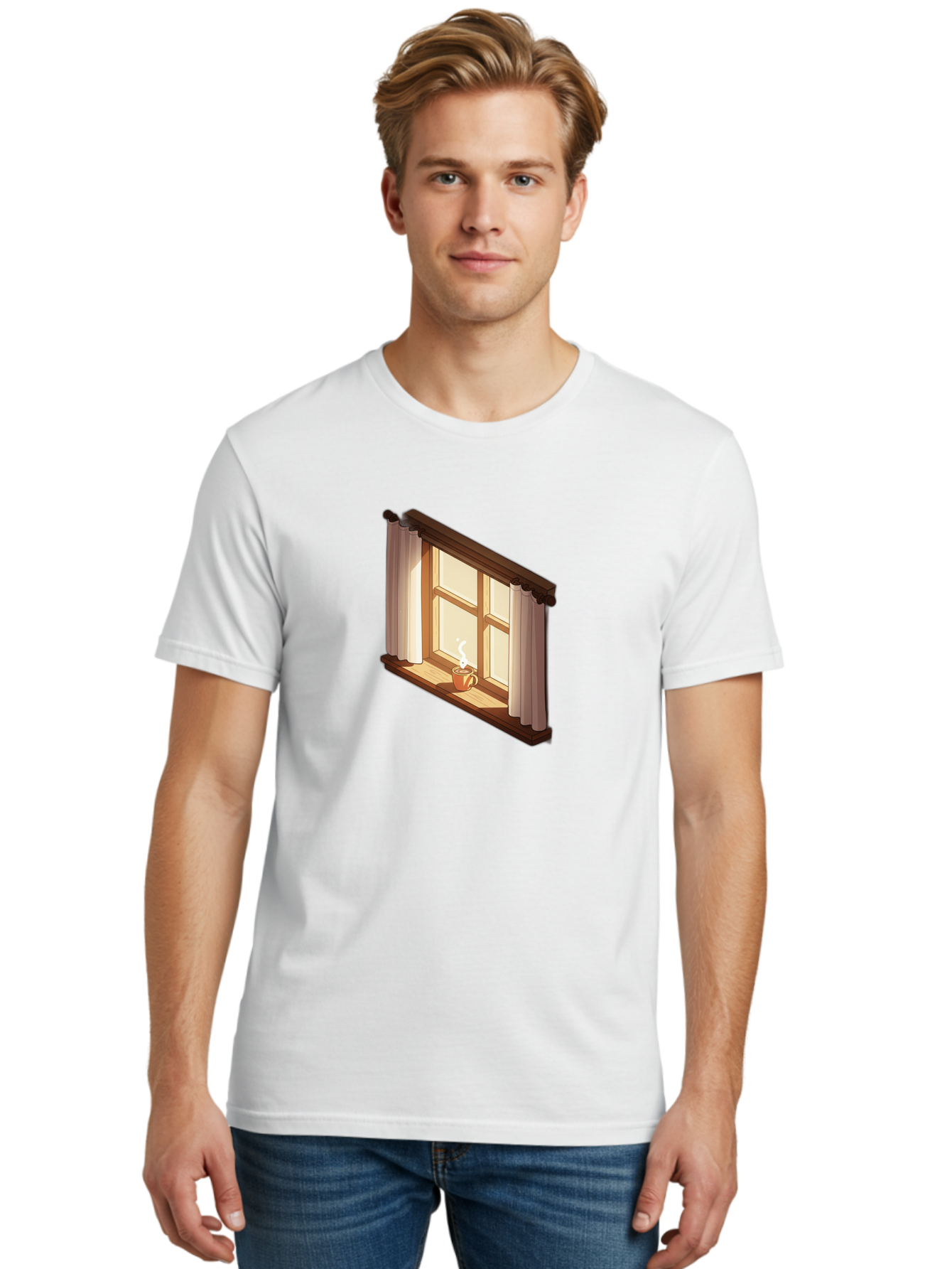 Window-With-Coffee-Cup Men'S Graphic Tee, 100% Cotton, Comfortable Casual Summer Wear, Machine Washable, Vintage Camera, Old Camera, Antique Camera, Black Camera, Classic Photography, Photography Equipment, Nostalgic Device, Film Camera, Baf665 26