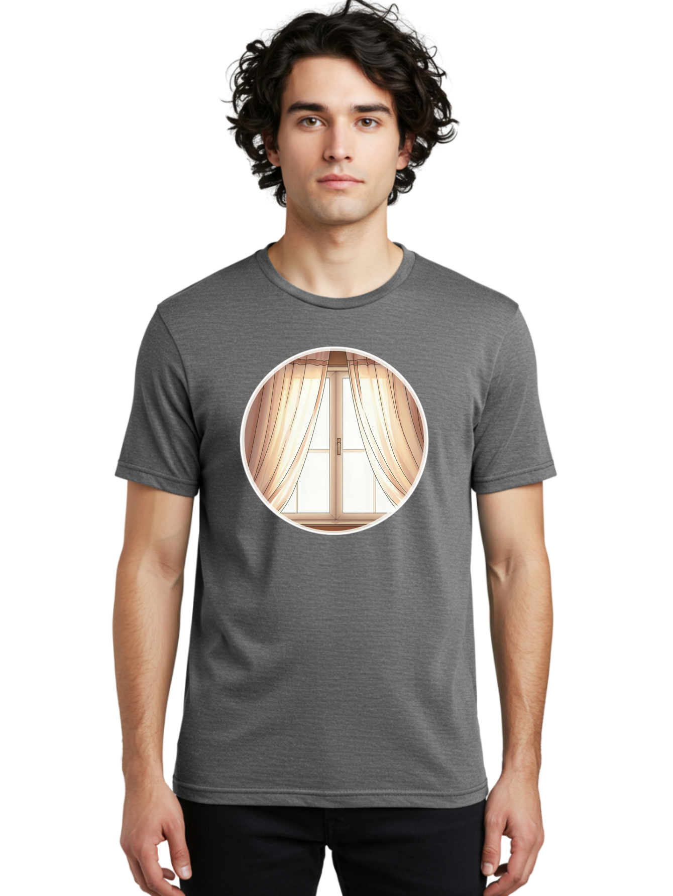 Window-With-Curtains Men'S Graphic Tee, 100% Cotton, Comfortable Casual Summer Wear, Machine Washable, Vintage Camera, Old Camera, Antique Camera, Black Camera, Classic Photography, Photography Equipment, Nostalgic Device, Film Camera, Baf667 18