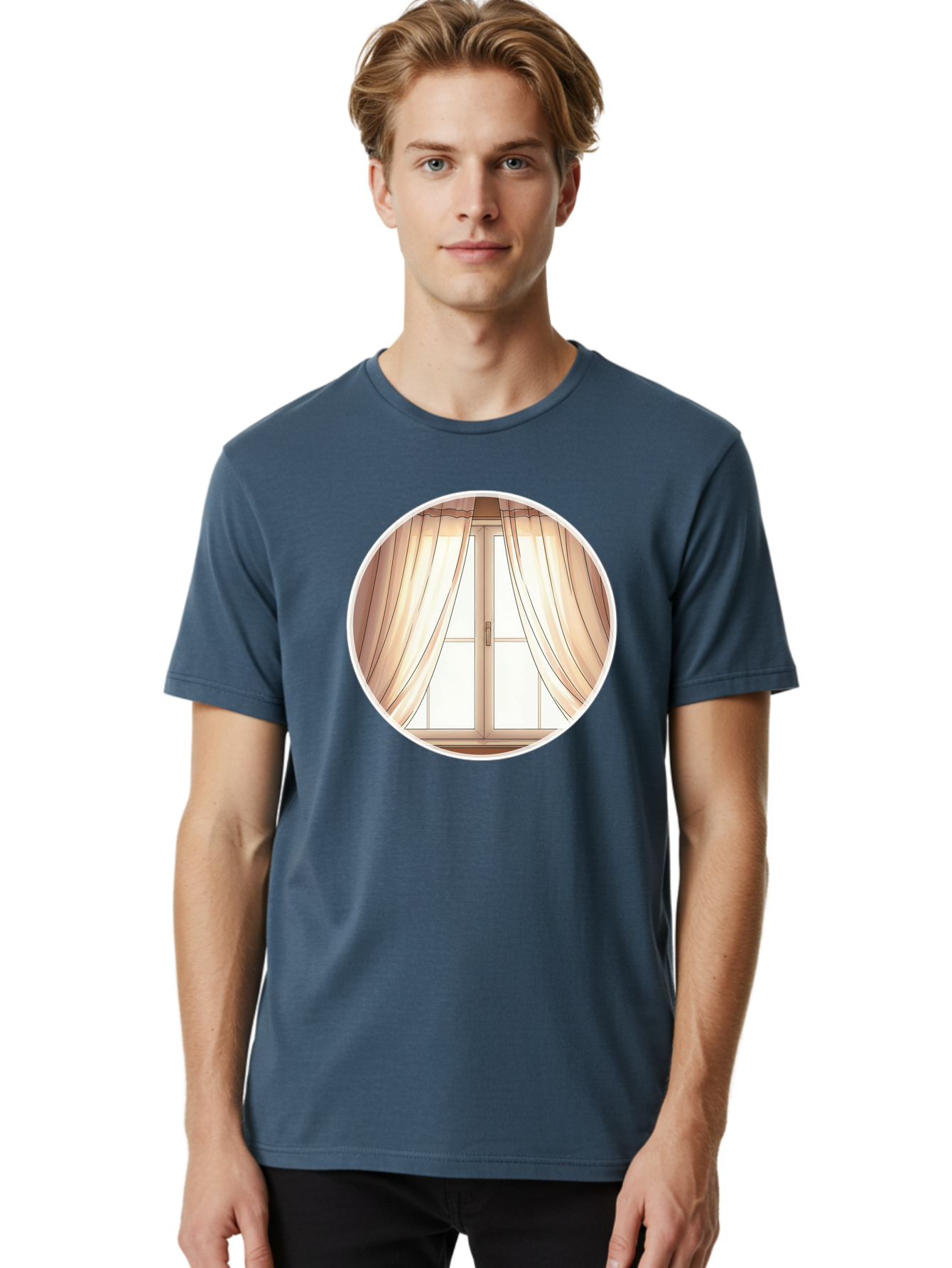 Window-With-Curtains Men'S Graphic Tee, 100% Cotton, Comfortable Casual Summer Wear, Machine Washable, Vintage Camera, Old Camera, Antique Camera, Black Camera, Classic Photography, Photography Equipment, Nostalgic Device, Film Camera, Baf667 6