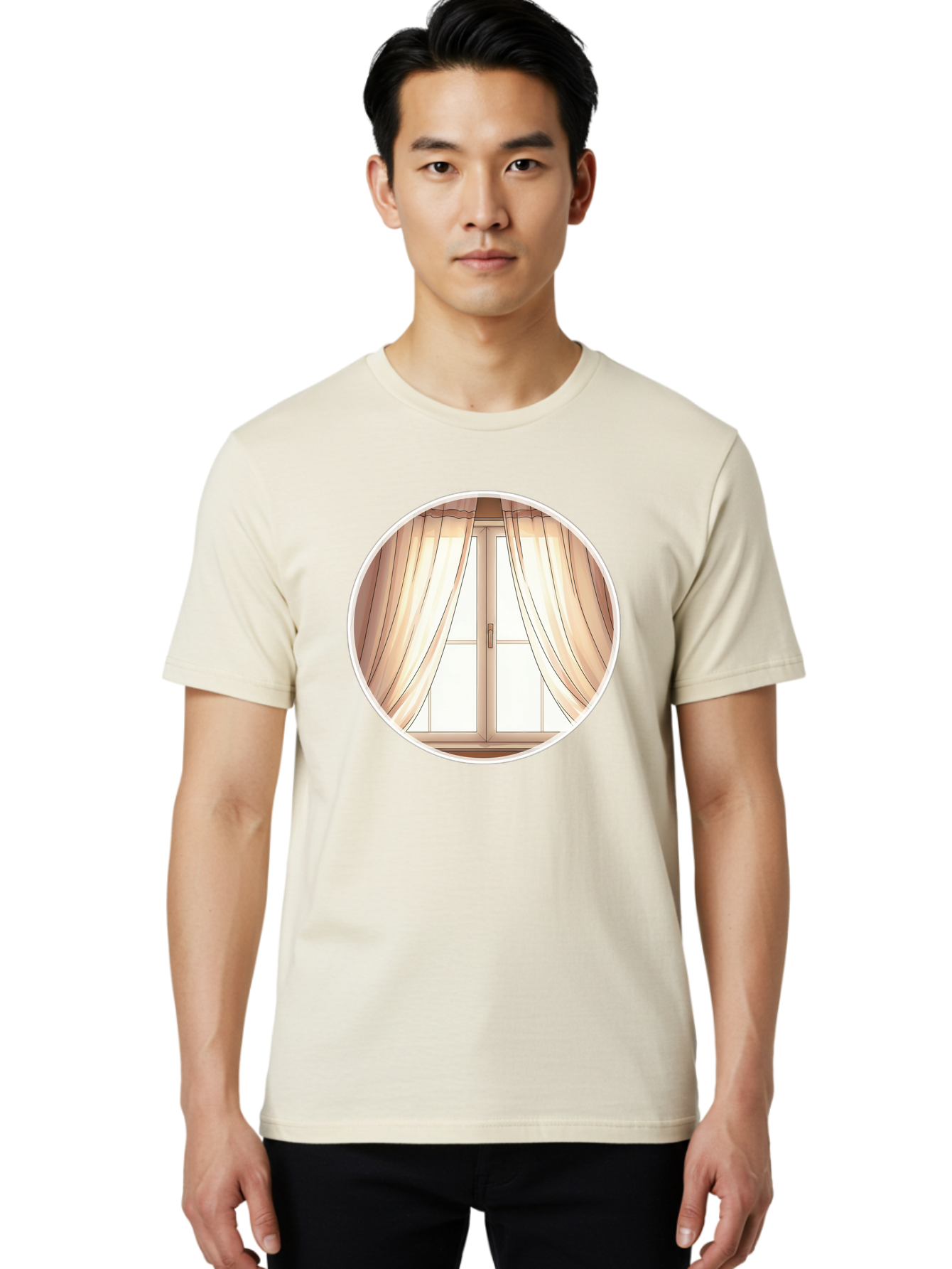 Window-With-Curtains Men'S Graphic Tee, 100% Cotton, Comfortable Casual Summer Wear, Machine Washable, Vintage Camera, Old Camera, Antique Camera, Black Camera, Classic Photography, Photography Equipment, Nostalgic Device, Film Camera, Baf667 24